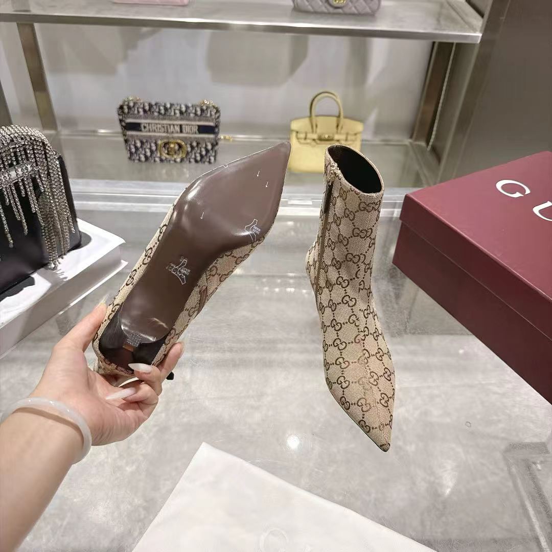 GUCCI Beige GG Bombshell Ankle Boots