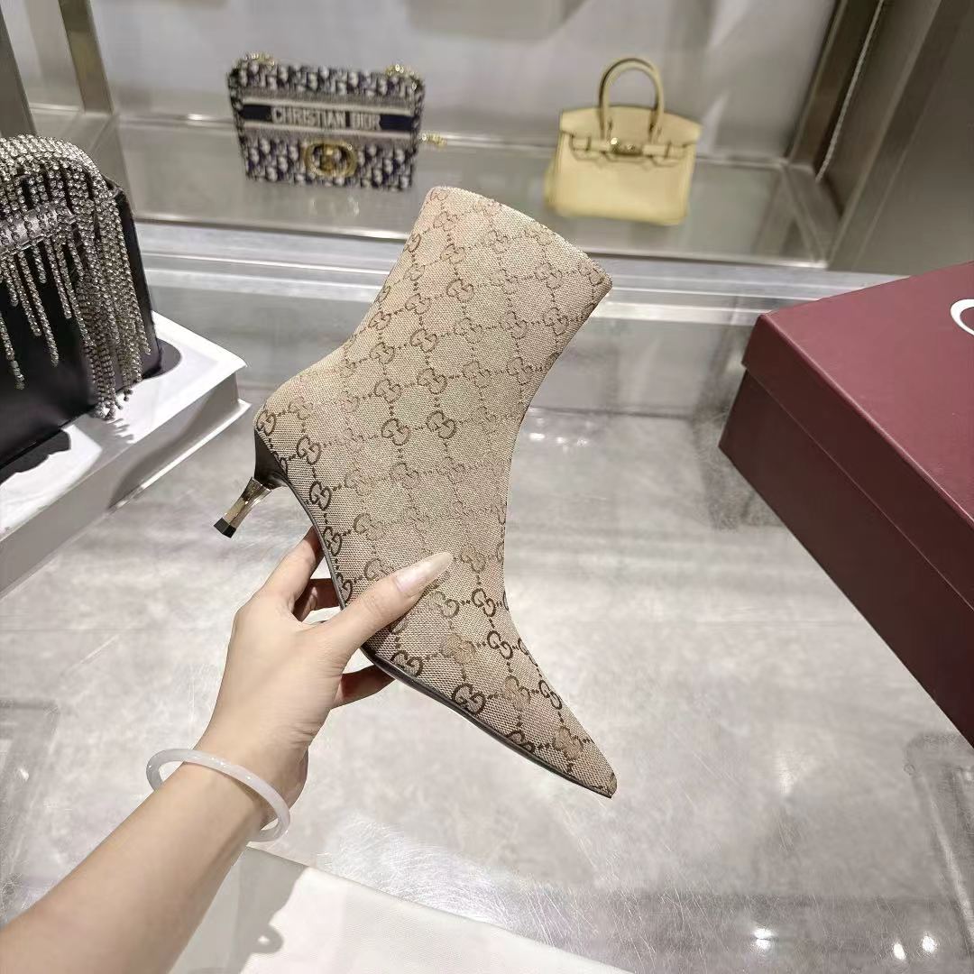 GUCCI Beige GG Bombshell Ankle Boots