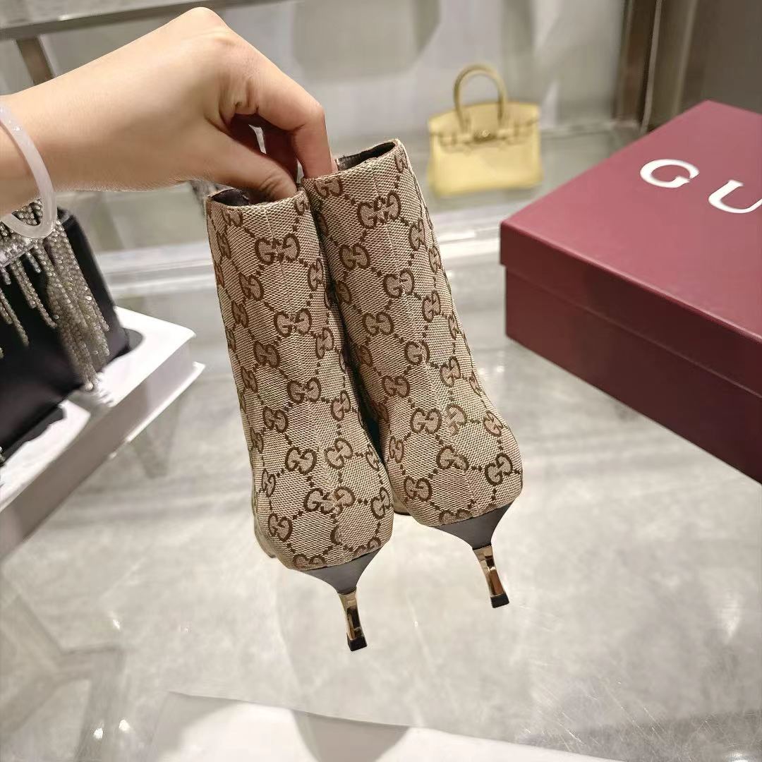 GUCCI Beige GG Bombshell Ankle Boots