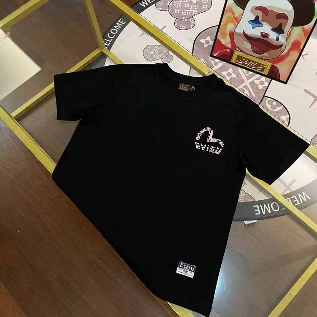 EVISU 福神 2025 新品 de verano, otoño e invierno para hombre, camiseta de manga corta con estampado de grietas de gaviota, …