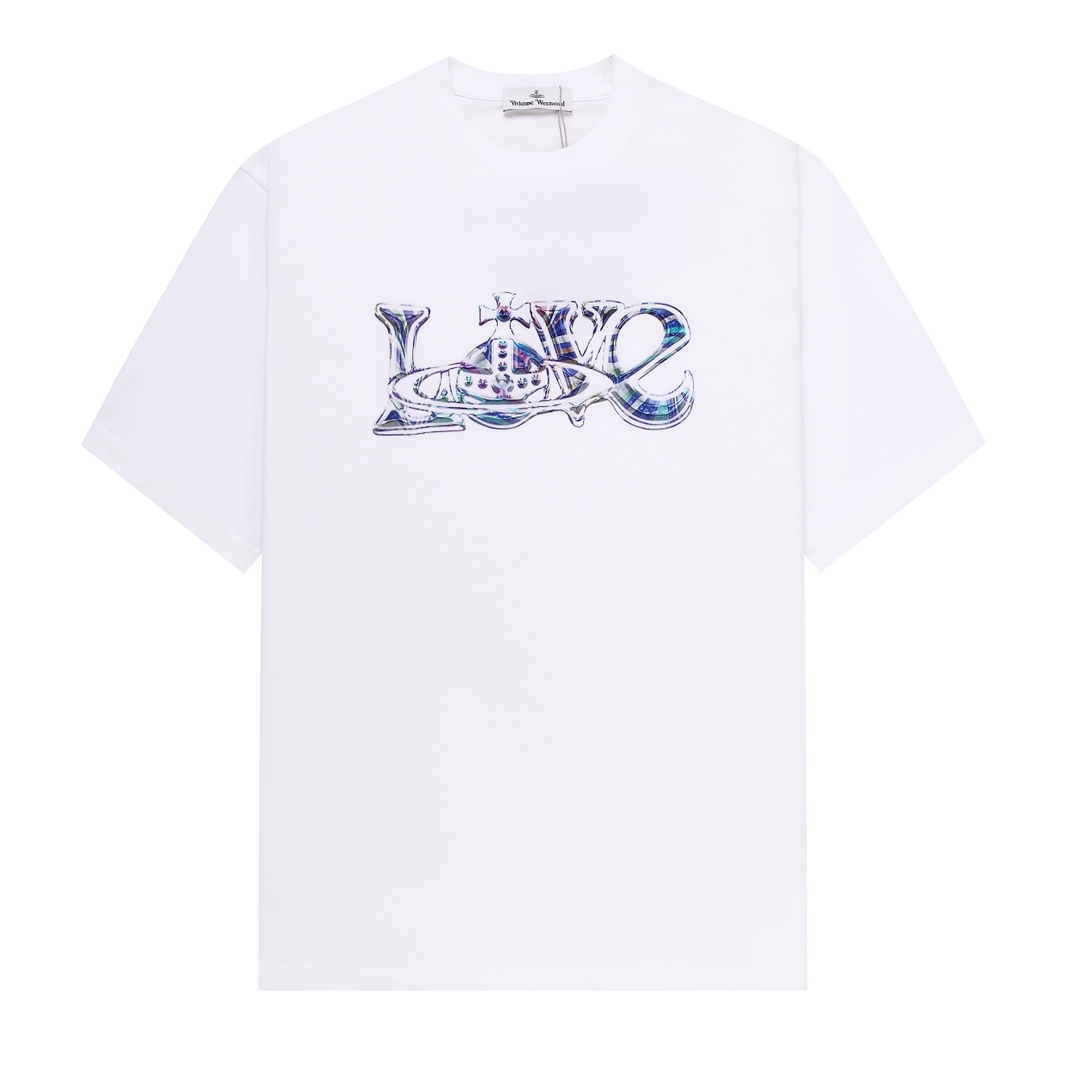 Vivienne Westwood Ropa Camiseta Albaricoque Negro Blanco Impresión Universal para hombres y mujeres Algodón Manga corta