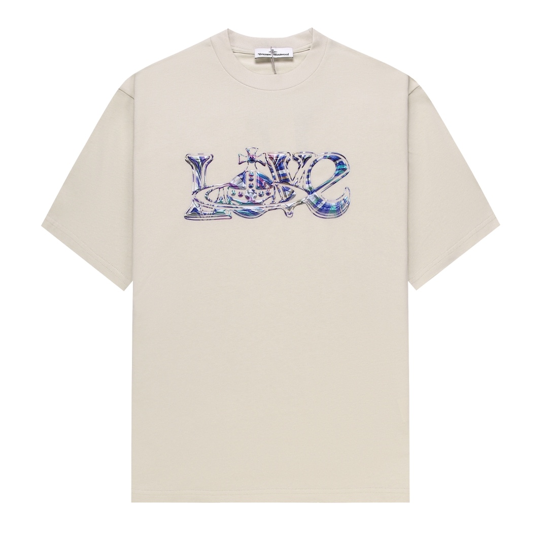 Compre la mejor calidad de alta calidad
 Vivienne Westwood 1: 1
 Ropa Camiseta Albaricoque Negro Blanco Impresión Universal para hombres y mujeres Algodón Manga corta