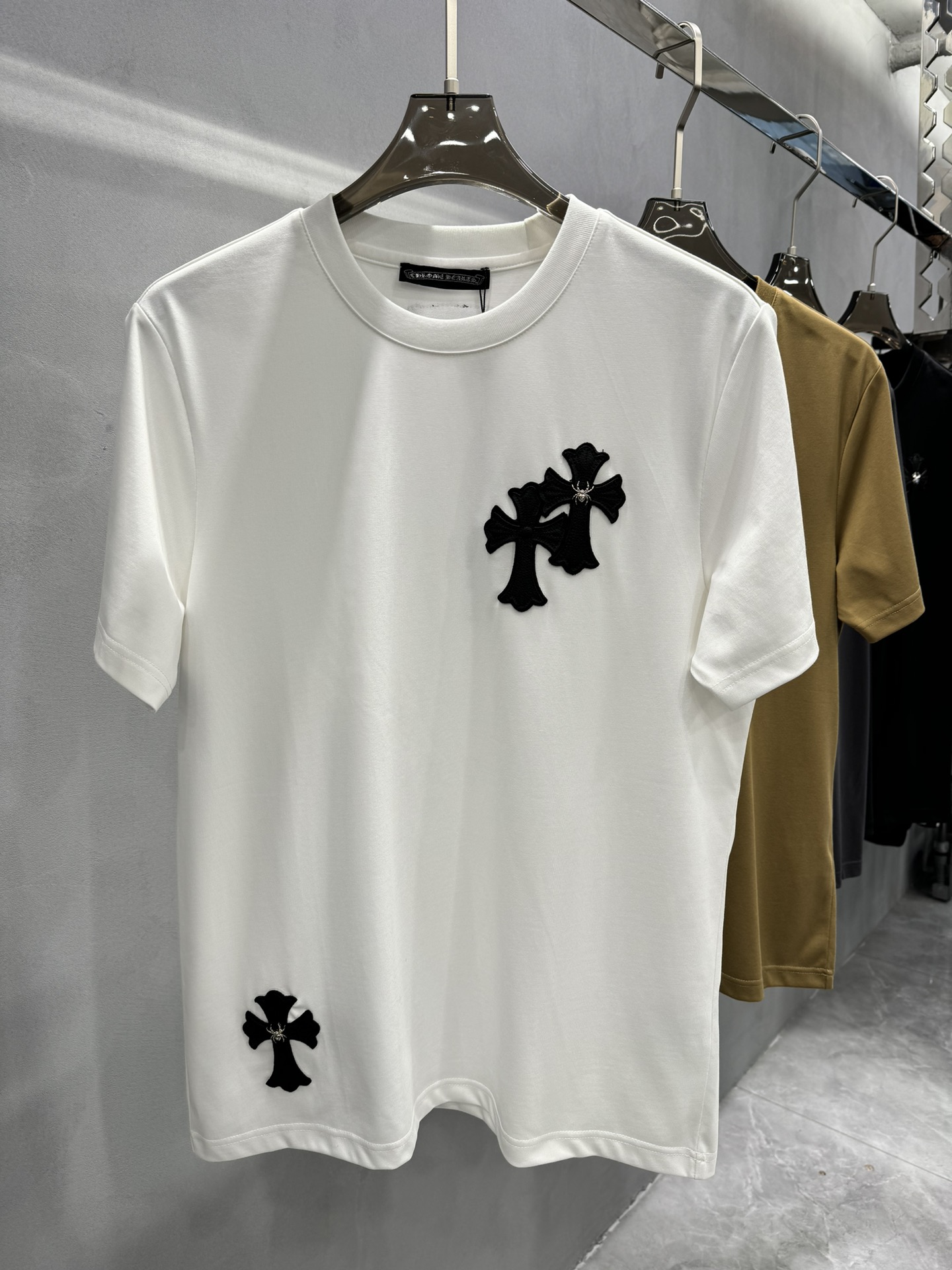 Chrome Hearts Clothing T-Shirt Black Grey Khaki Red White Cotton Spring/Summer Collection Short Sleeve