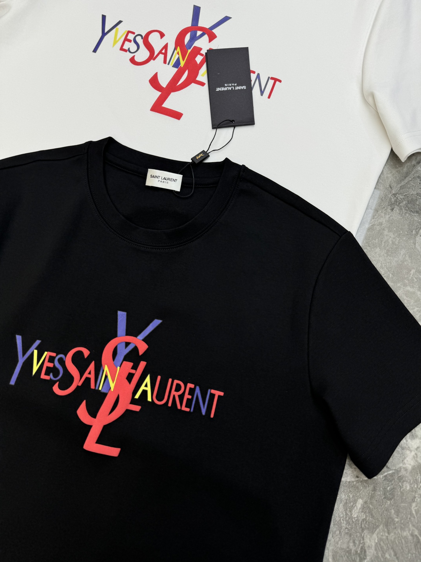 ️YSL*圣罗兰*24s新款莫代尔T恤.胸口杨树林字母色彩烫画设计.干净利落！高级独家定制300g莫代尔