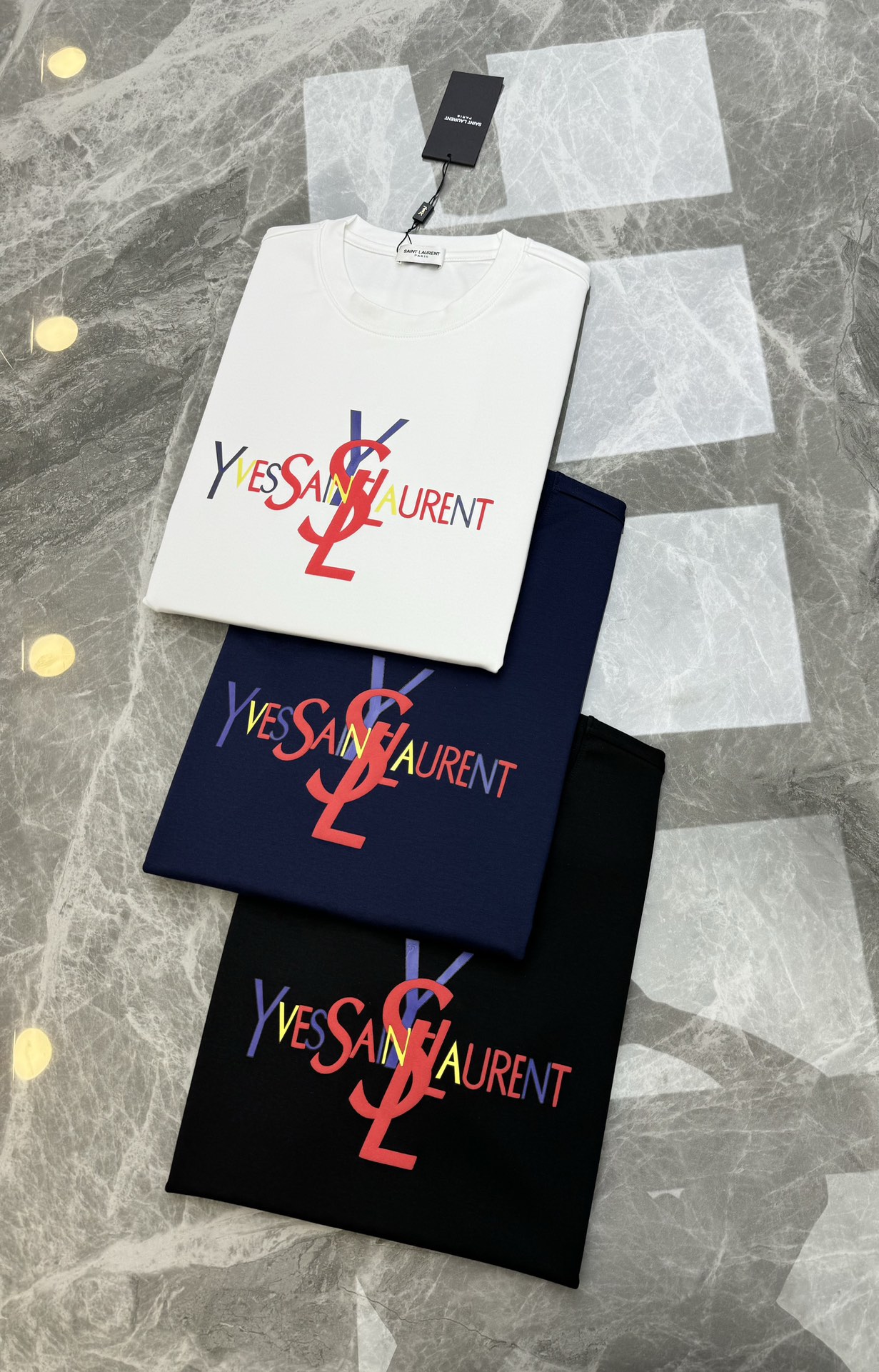 ️YSL*圣罗兰*24s新款莫代尔T恤.胸口杨树林字母色彩烫画设计.干净利落！高级独家定制300g莫代尔