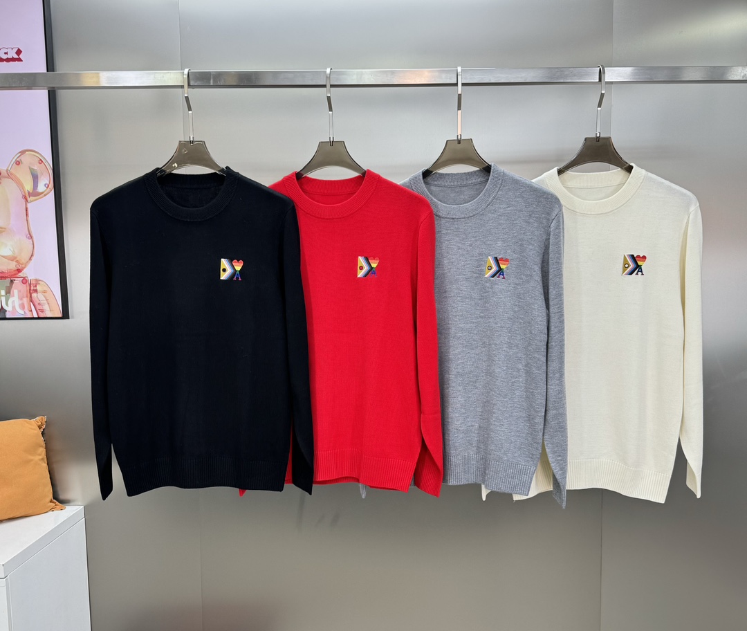 AMI Clothing Sweatshirts Black Grey Red White Unisex Wool Fall/Winter Collection