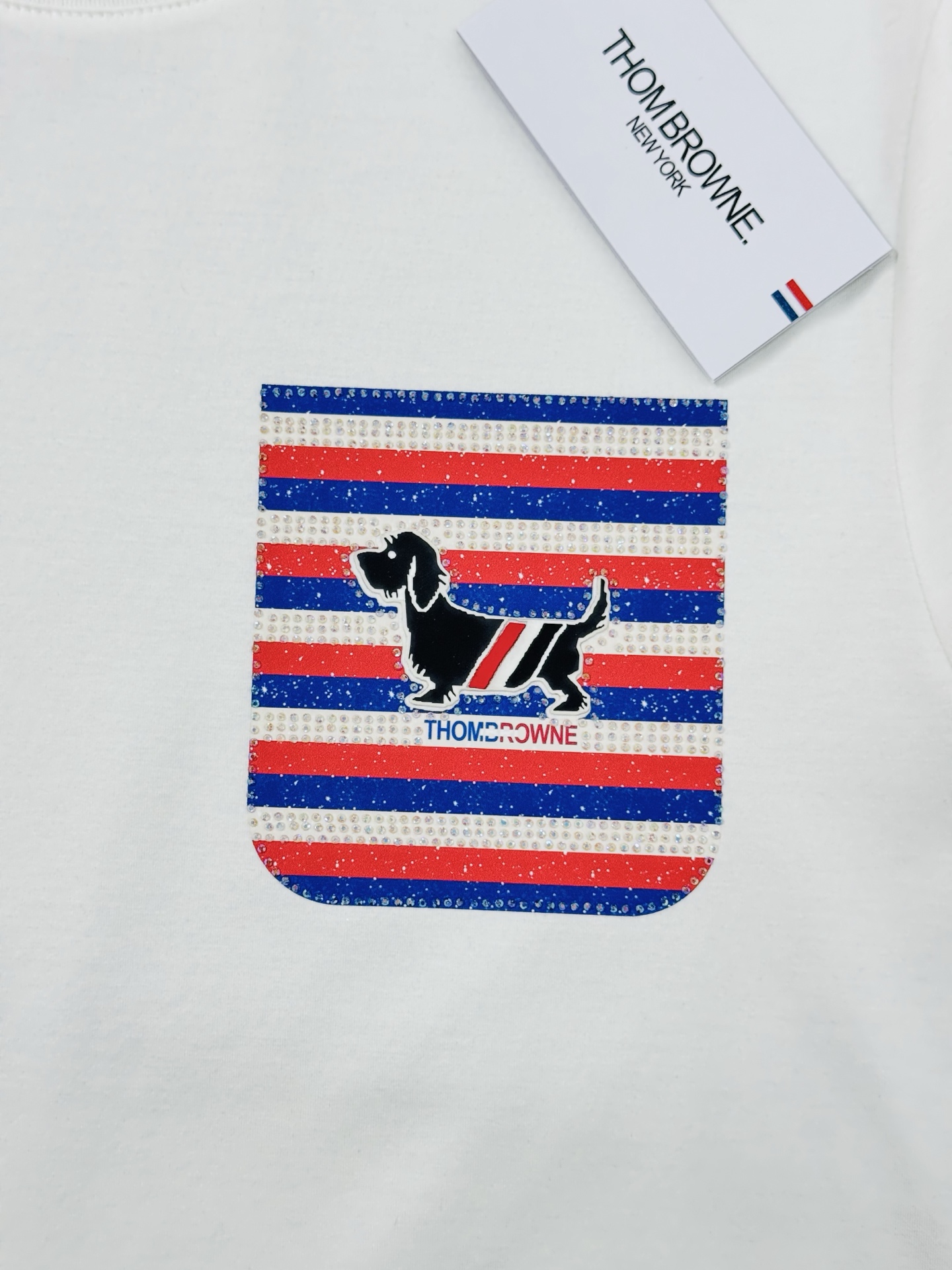 顶级丝光棉～THOM*BROWN*汤姆布朗全品相#25春夏新款圆领T恤.胸口经典TB小狗烫画工艺.口袋造