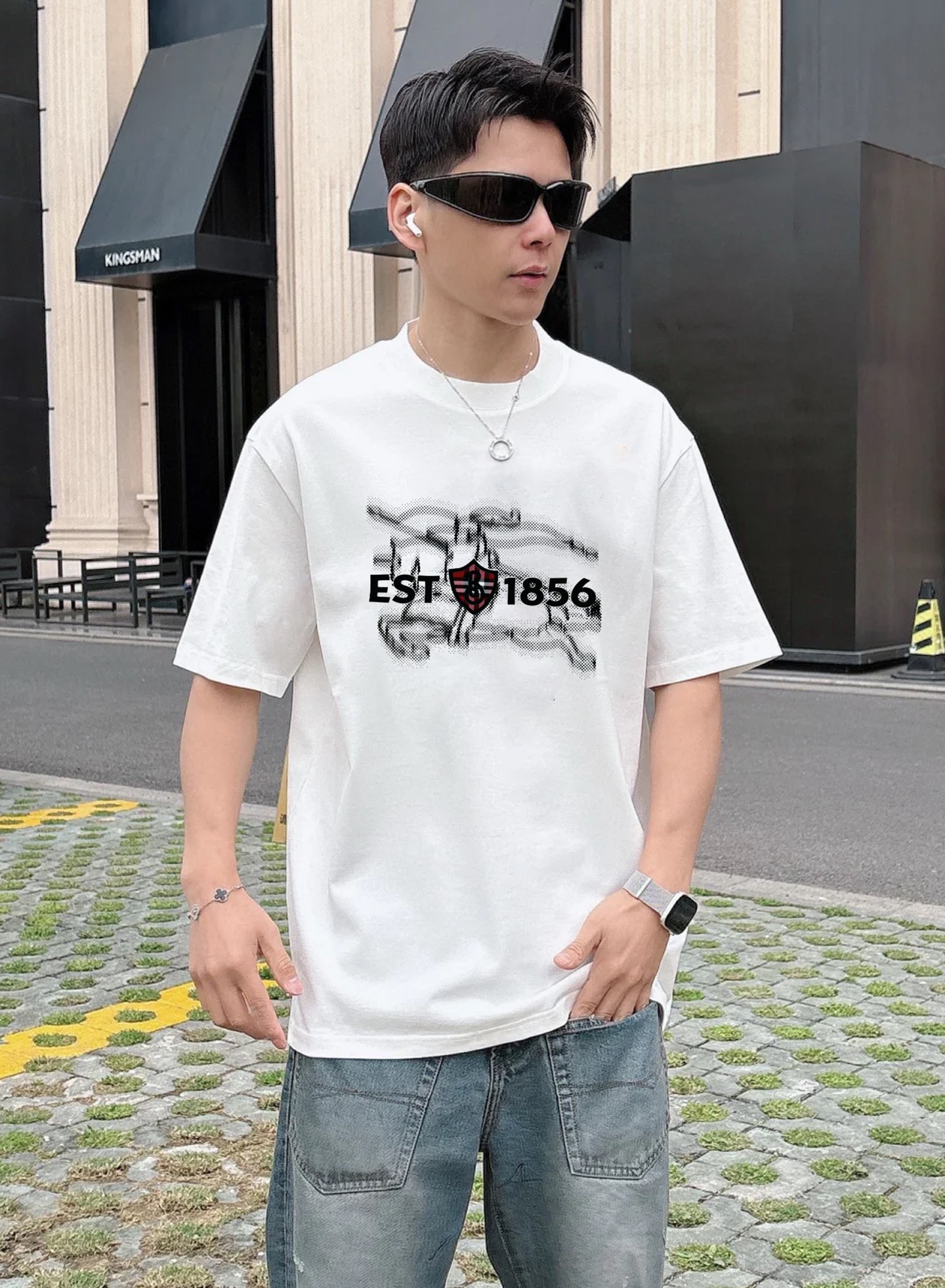 BBR*巴宝-莉2025s新品短袖T恤，男女同款！经典战马🐎胸前层叠搭配.幻影战马烫画.帅气时尚，简约百