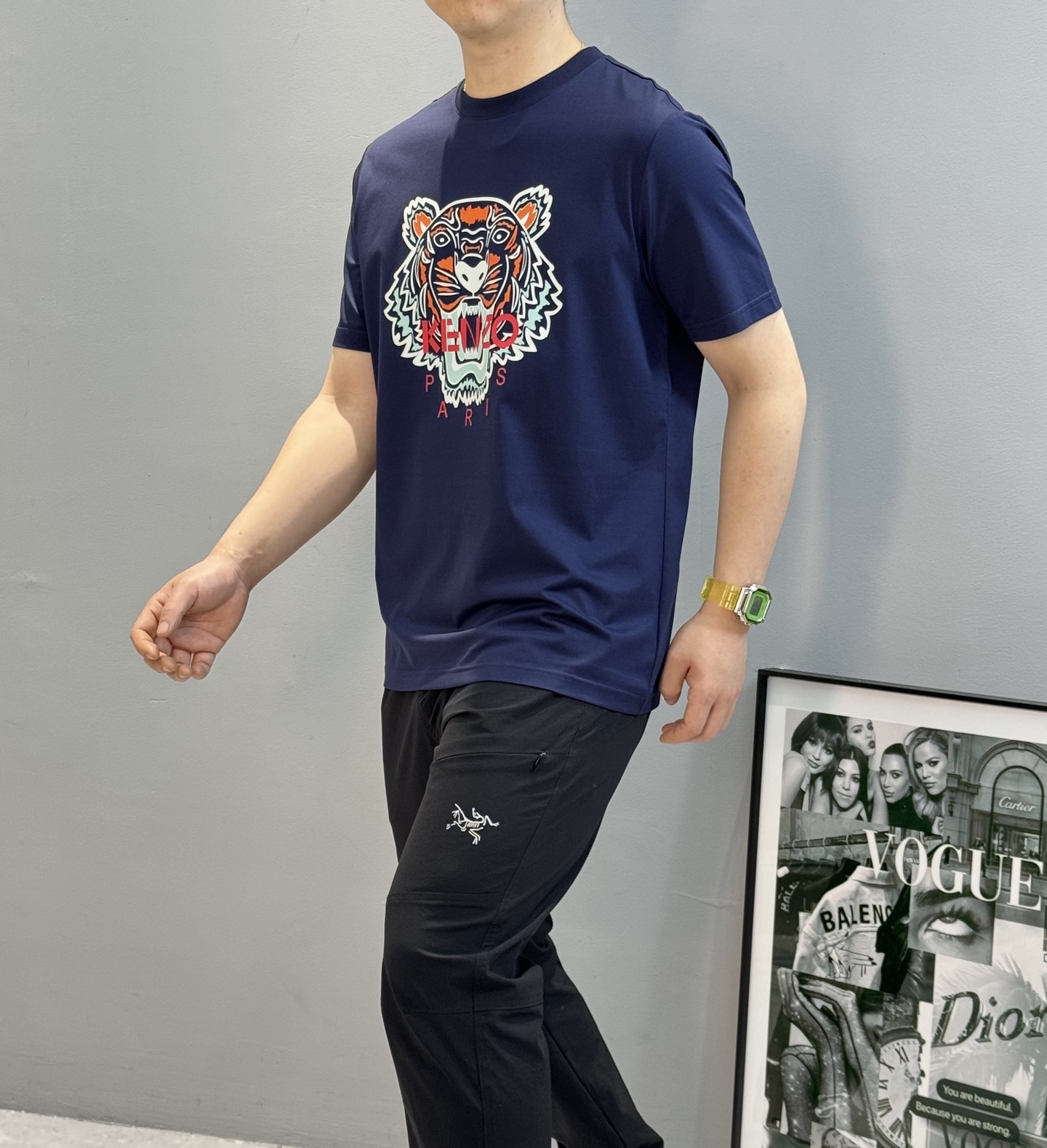
        公司的虎头，宁缺毋滥的品质！KEN/Z 高田贤*25s新款春夏圆领老虎丝光棉T恤.经典