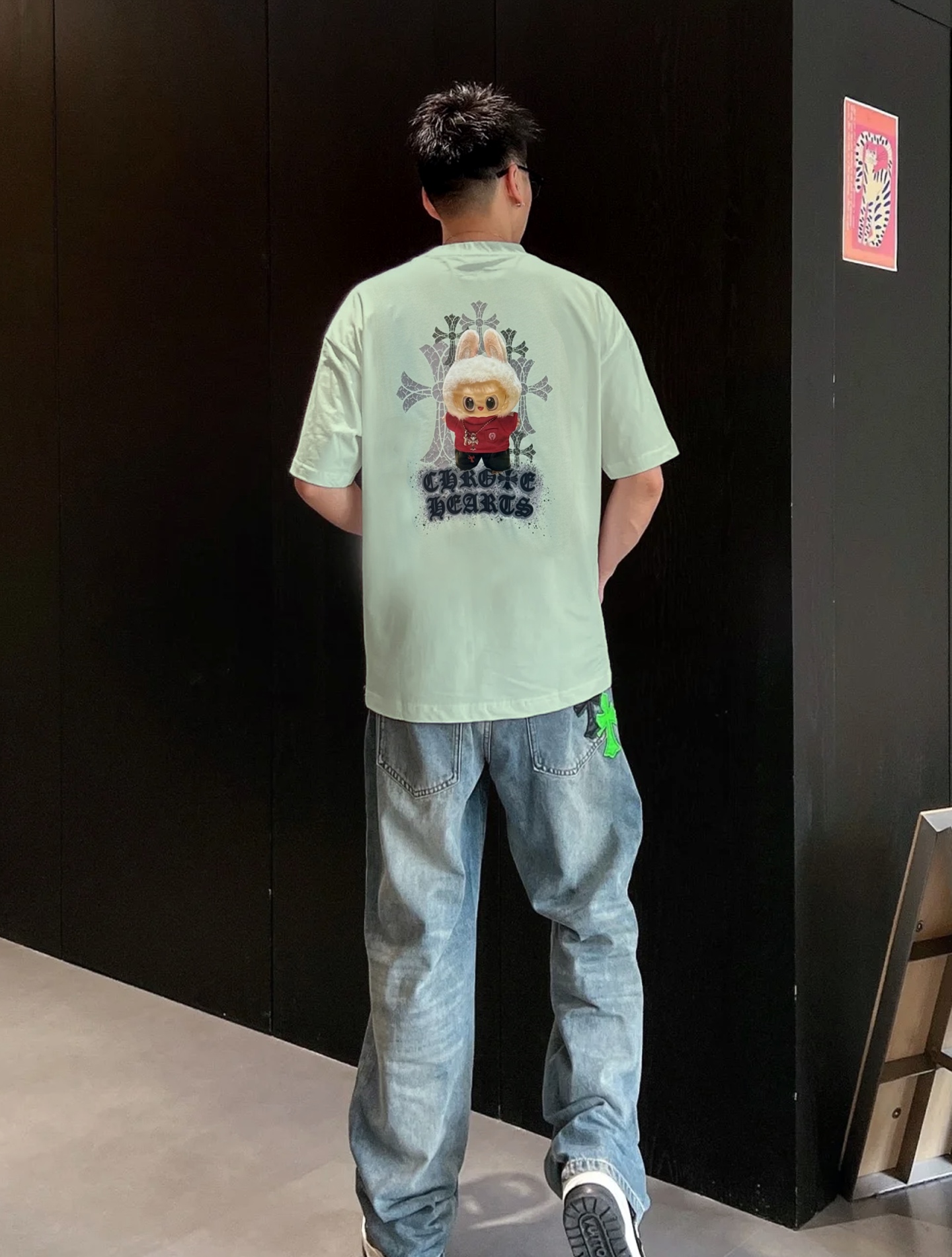 LABUBU 卡通印花‼️短袖T恤.男女同款.采用230克新疆棉冰感索罗娜面料，通过索罗娜科技处理 在夏