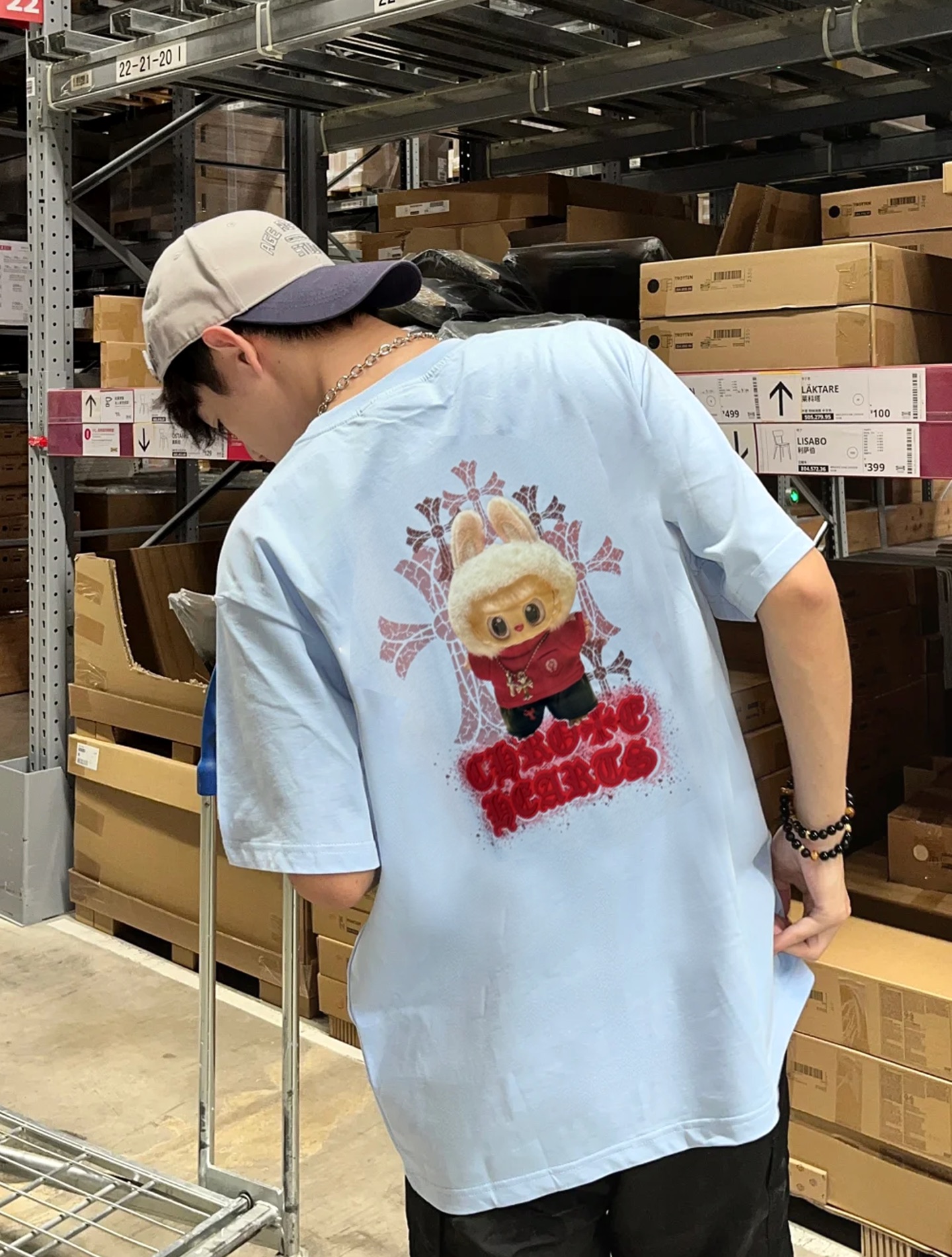 LABUBU 卡通印花‼️短袖T恤.男女同款.采用230克新疆棉冰感索罗娜面料，通过索罗娜科技处理 在夏