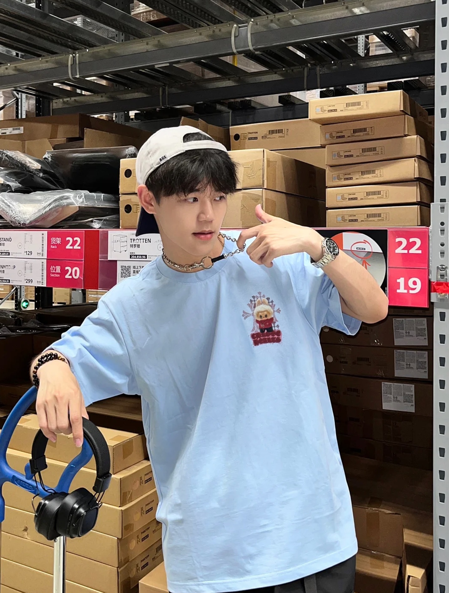 LABUBU 卡通印花‼️短袖T恤.男女同款.采用230克新疆棉冰感索罗娜面料，通过索罗娜科技处理 在夏