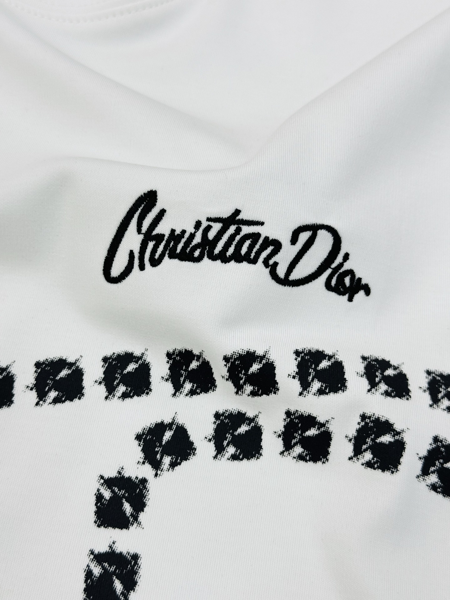 迪奥（Christian Dior）全称克里斯汀·迪奥，25s新款男士莫代尔T恤.立体数码烫画设计.胸口