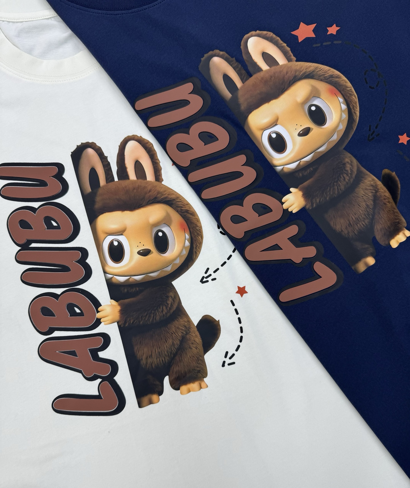 LABUBU 卡通印花‼️短袖T恤.男女同款.采用230克新疆棉冰感索罗娜面料，通过索罗娜科技处理 在夏