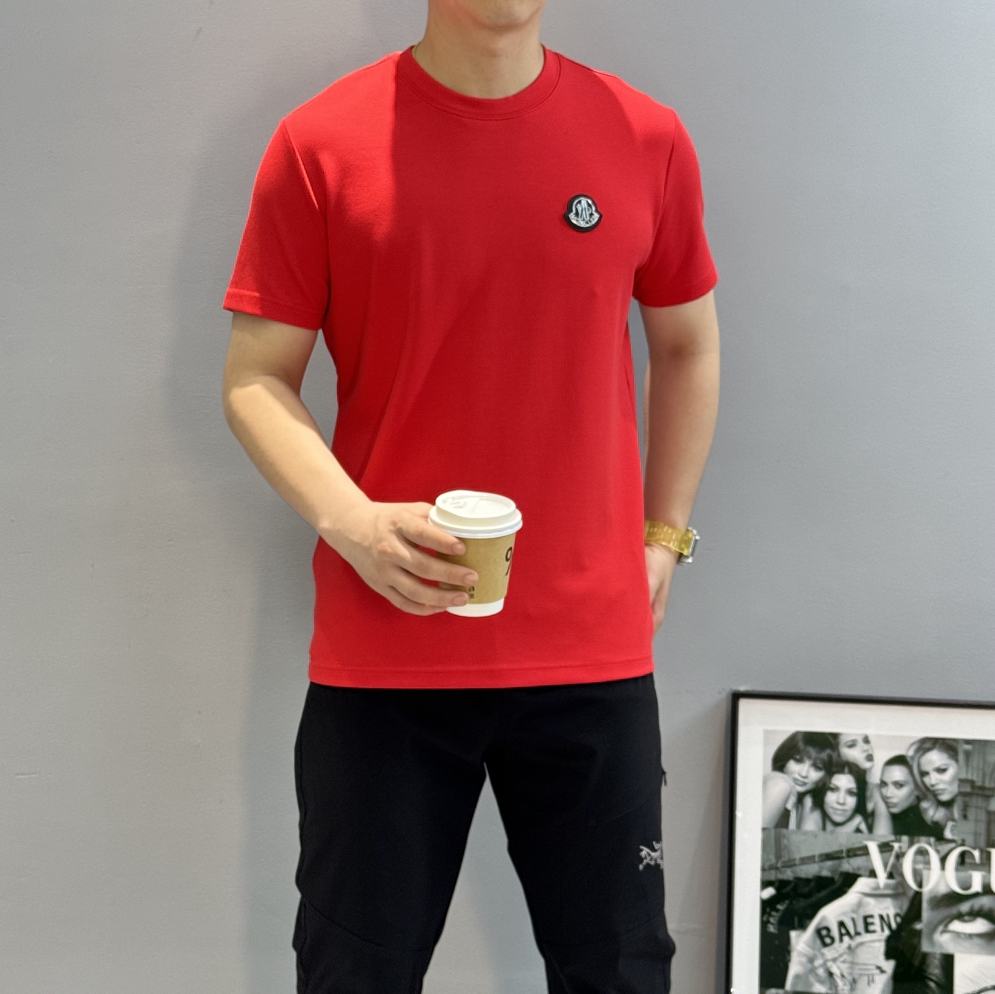 Moncle*蒙口25s新款莫代尔T恤.基础款推荐！胸口定制品牌图形logo皮牌.绣字经典小帽子绣花.质