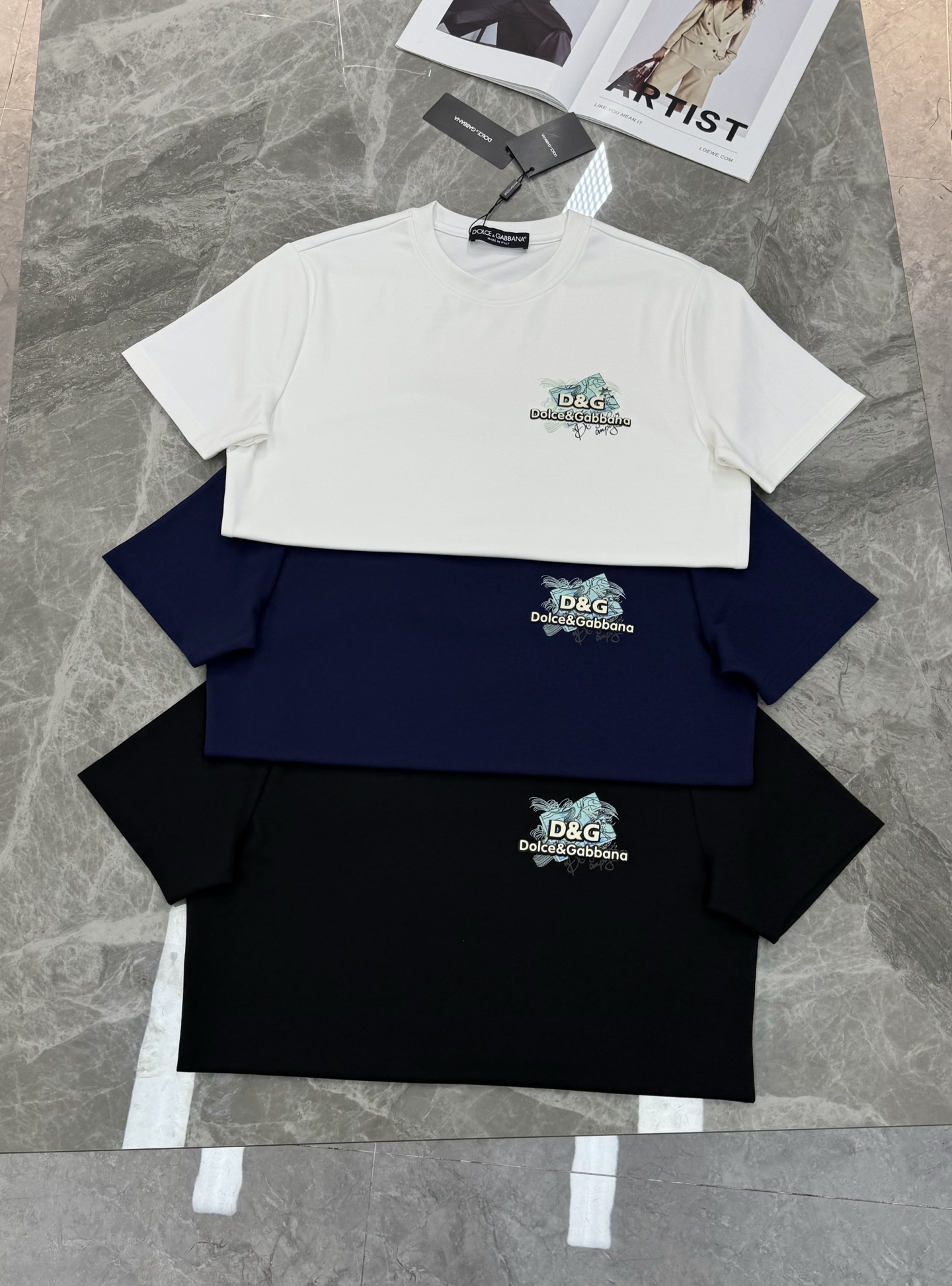 D&G*杜嘉班纳25s新品男士莫代尔圆领短袖.经典基础款推荐！优选300g莫代尔棉.婴儿的触碰感觉，入手