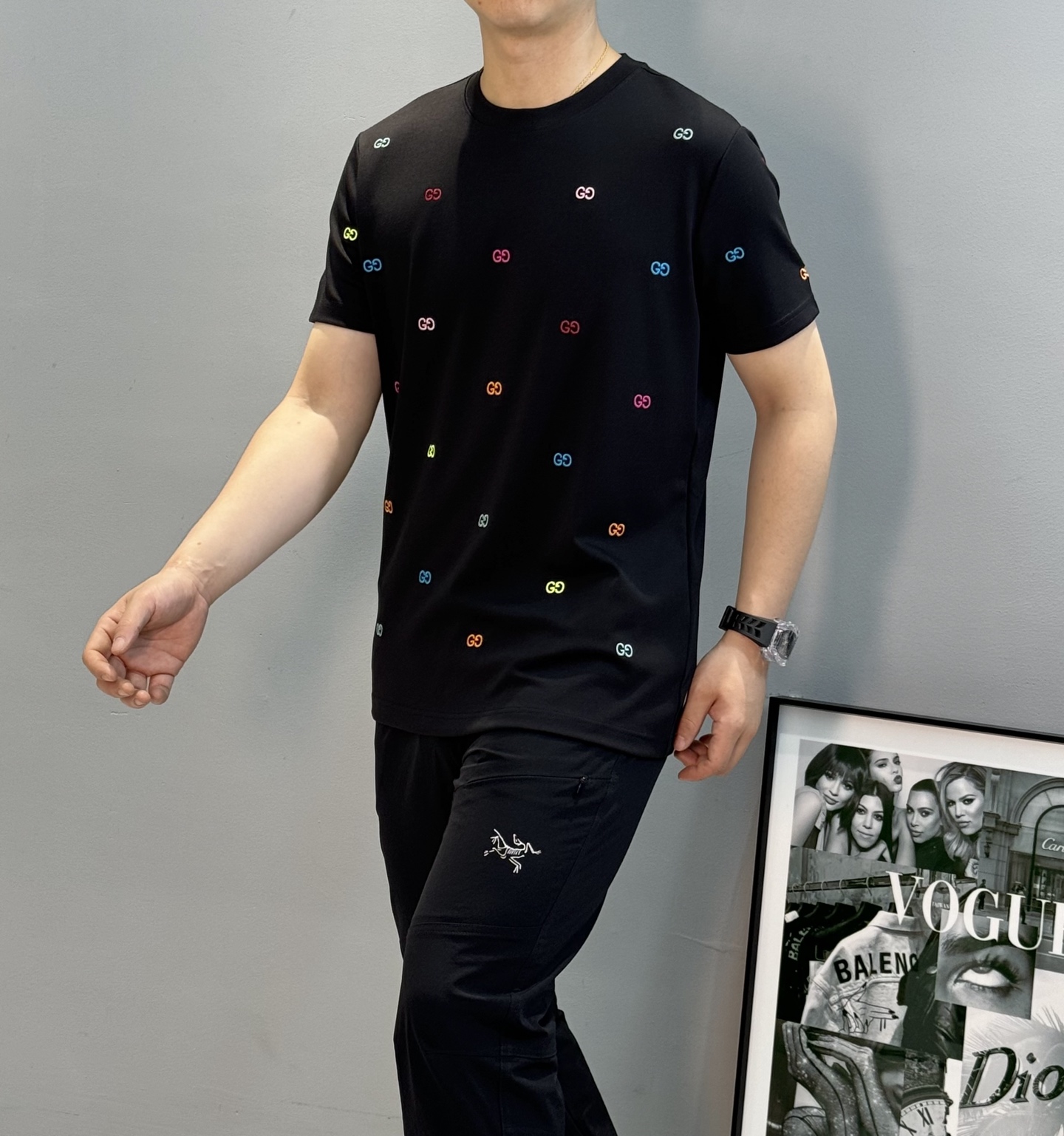 Gucci古奇25s新款莫代尔短袖T恤.满身重工3D字母绣花.糖果色彩绣花突出品牌字母设计.高克重300