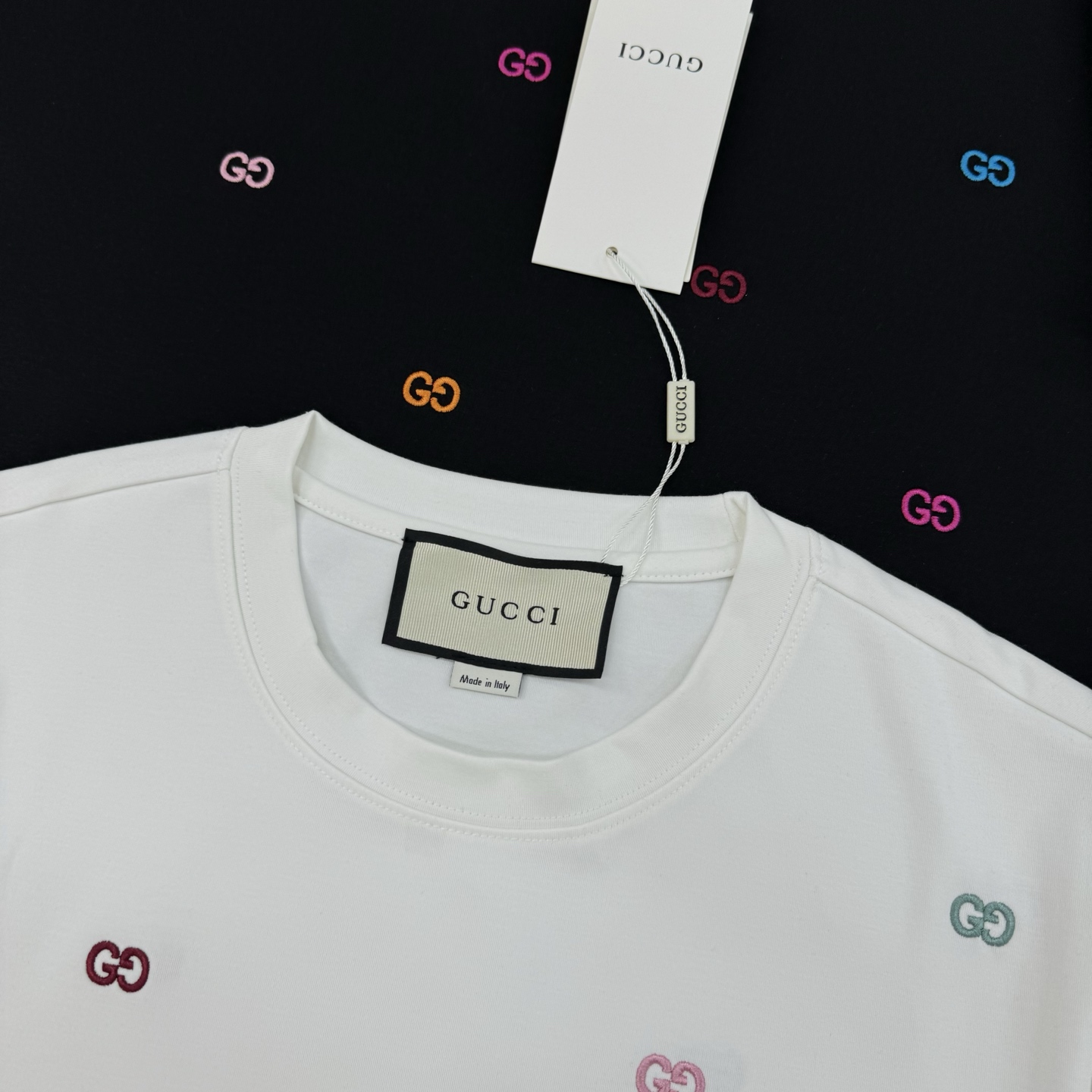 Gucci古奇25s新款莫代尔短袖T恤.满身重工3D字母绣花.糖果色彩绣花突出品牌字母设计.高克重300