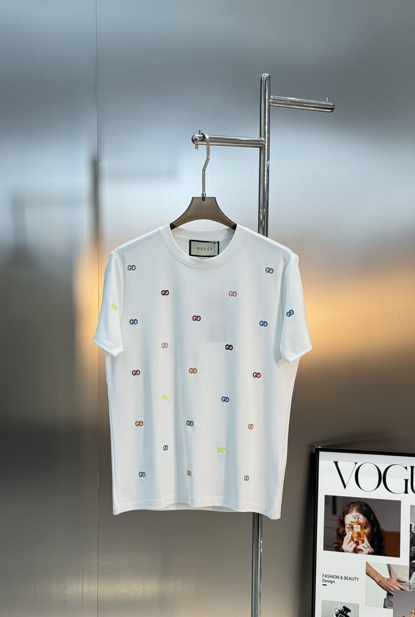 Gucci古奇25s新款莫代尔短袖T恤.满身重工3D字母绣花.糖果色彩绣花突出品牌字母设计.高克重300