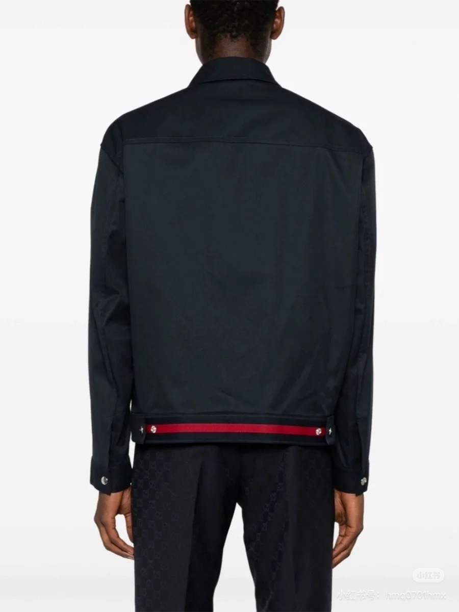 Gucci古奇25FW当季新品棉质锦纶混纺外套！ 翻领设计新品推荐！缀饰通体迷人色彩GG切丝 有里衬 门