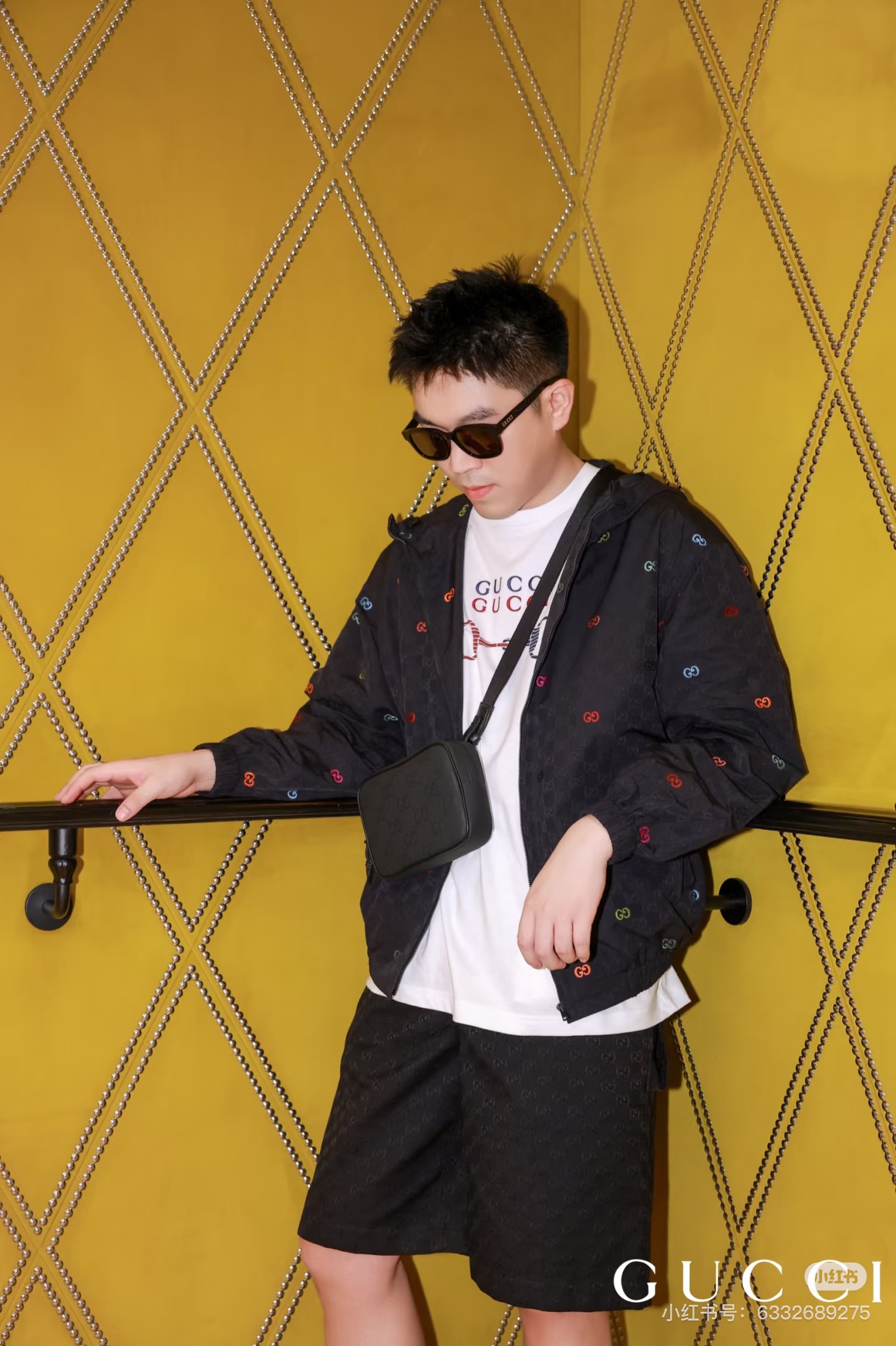 Gucci古奇25FW新款连帽夹克.原单推荐！以黑色GG棉质格子布匠心打造，通体缀饰GG刺绣🪡早秋系列融