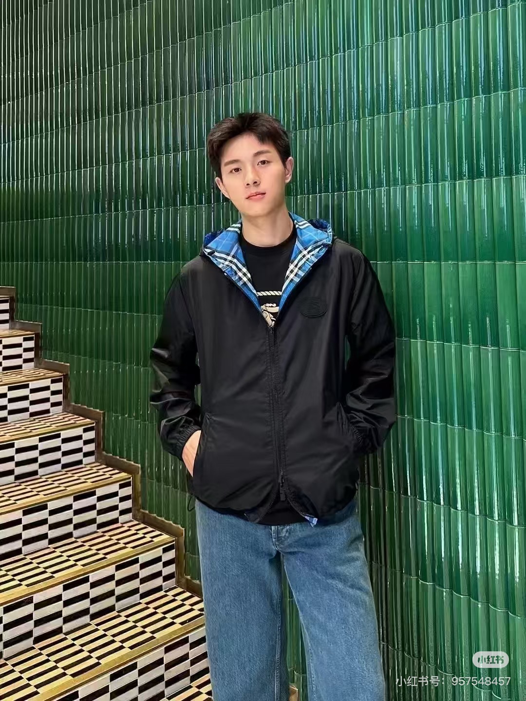 BBR巴宝莉25s新品.格纹双面穿连帽外套.定织定染格子面料，经典B家格子造型呈现.双面穿胸口基础款品牌