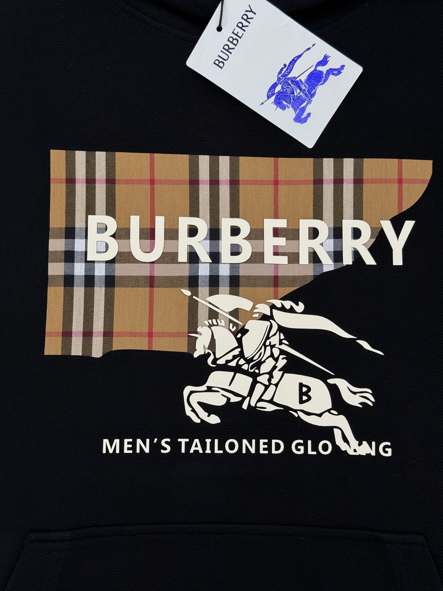 BBR*巴宝-莉2025s新品连帽卫衣.男女同款！经典战马🐎胸前撞色层叠搭配.巴布瑞格子搭配战马烫画.帅