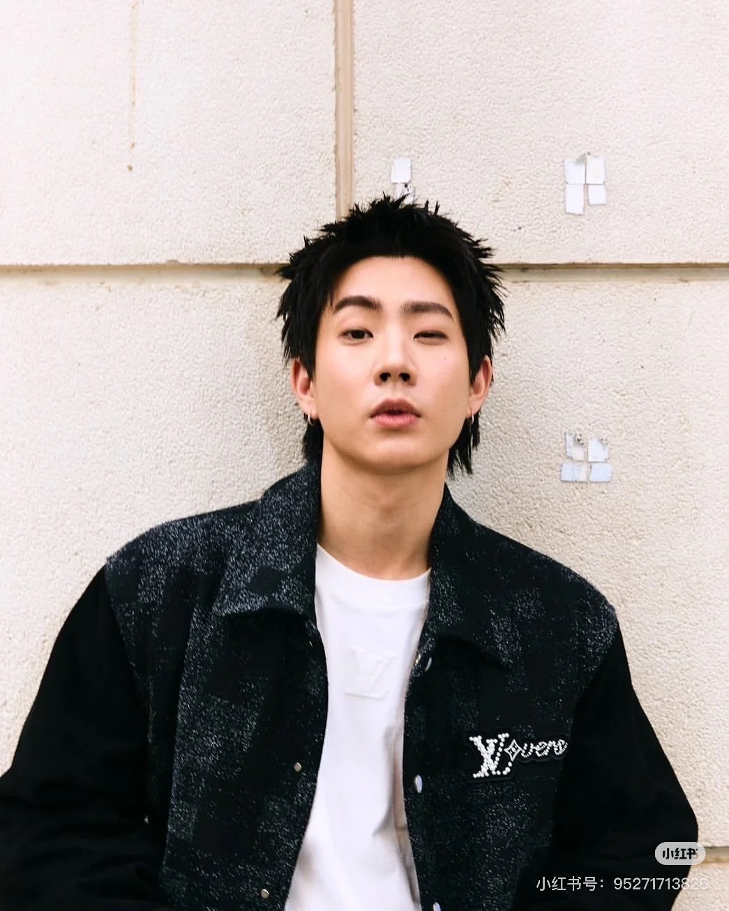 驴牌2025FW 秋冬新款翻领长袖棒球束腰夹克！男女同款！绒面皮革衣袖拼接毛呢衣身莱茵石和树脂珠饰点亮标