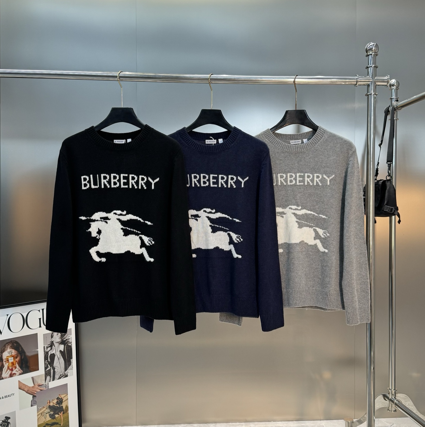 Burberry巴宝莉马术骑士徽标针织衫.原单推荐.男女同款！B BR马术骑士徽标针织衫，厚质羊毛羊绒混