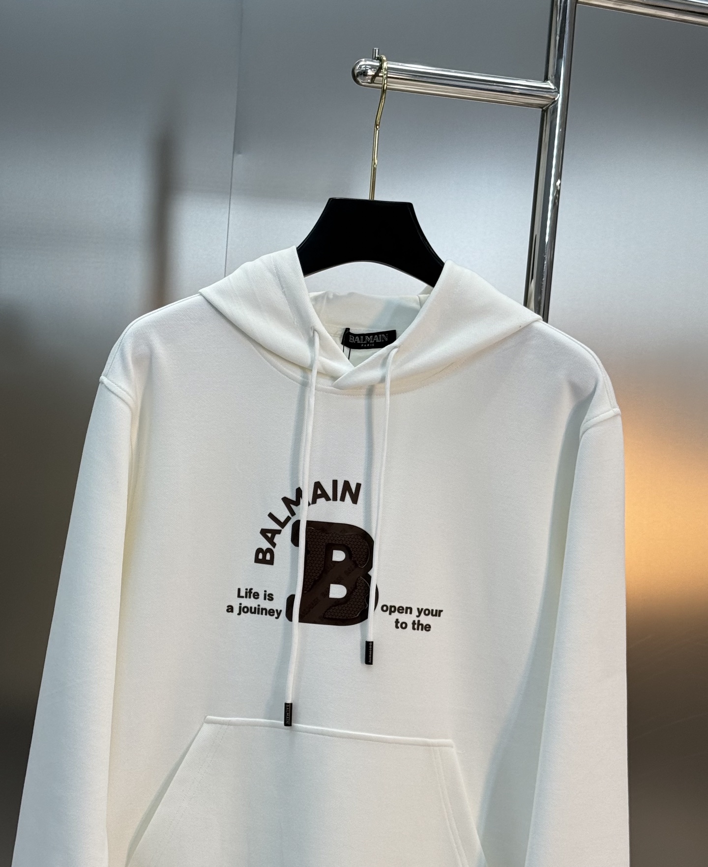 BALAIN CIAGA25s巴黎新款连帽卫衣，棉质面料柔软舒适，胸前“Life is a journe