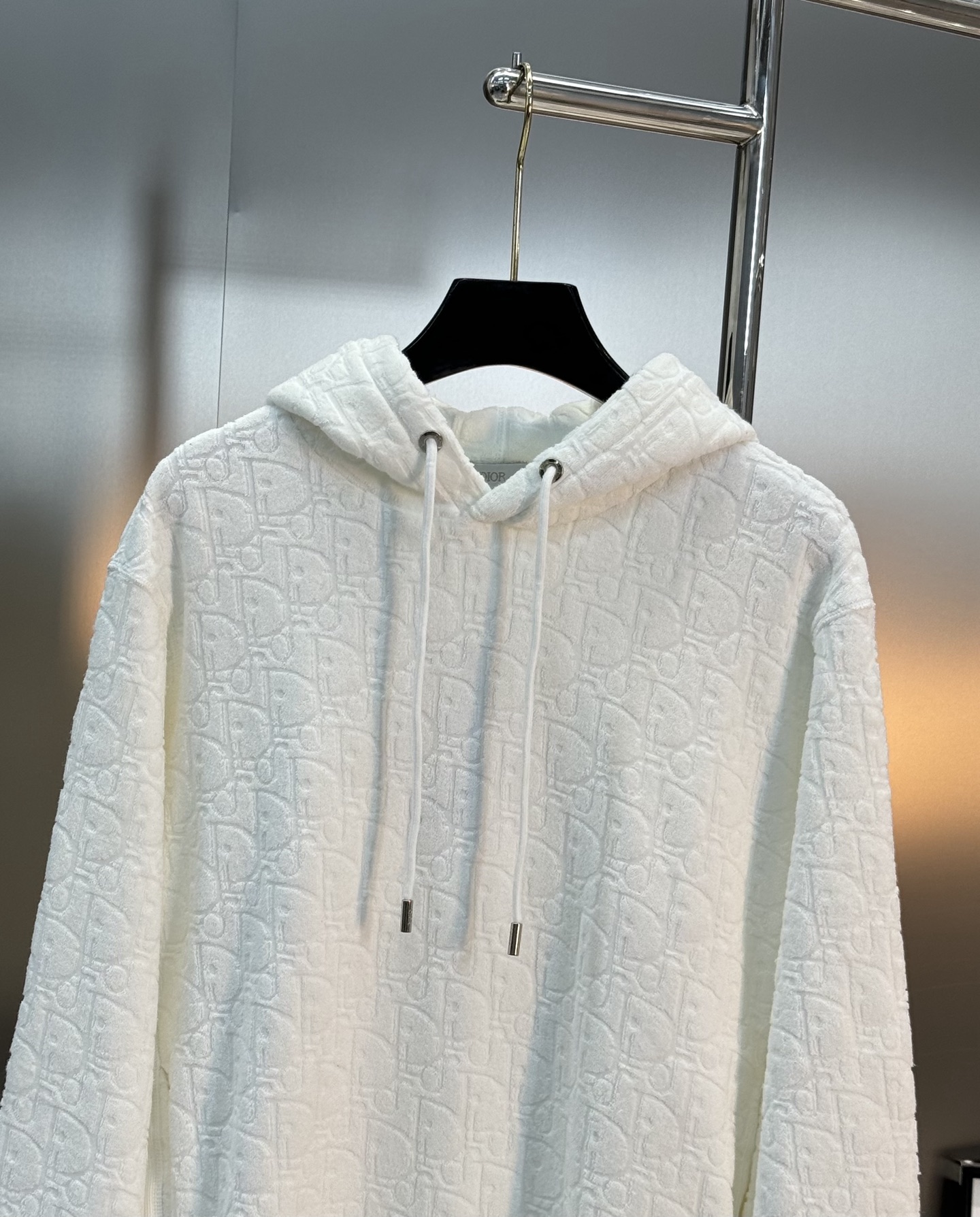 Dior White Towel Jacquard Hoodie, Unisex, Drawstring, OS Fit 4 i1760341726867 6027 0 2