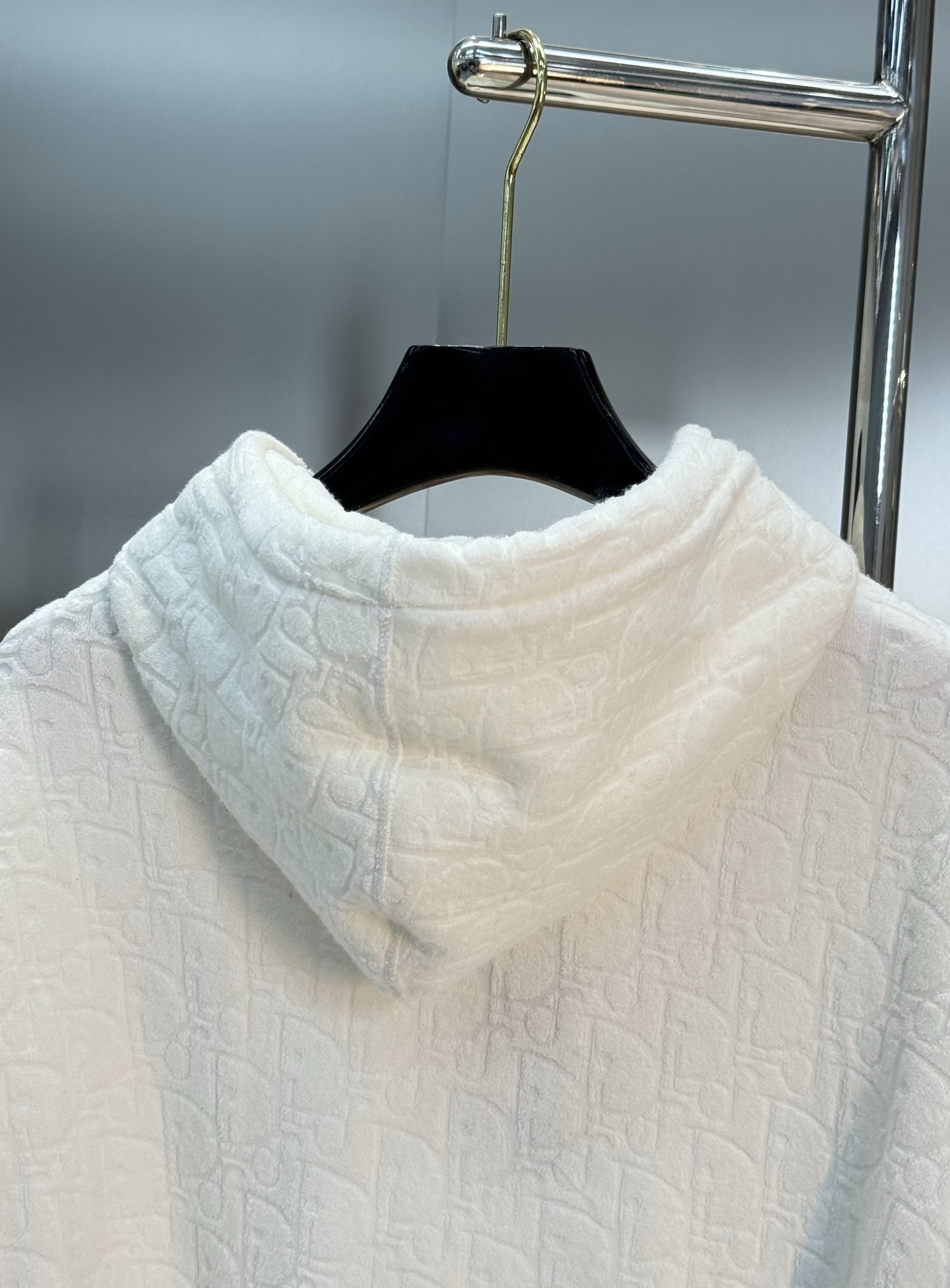 Dior White Towel Jacquard Hoodie, Unisex, Drawstring, OS Fit 10 i1760341727033 5591 0 8