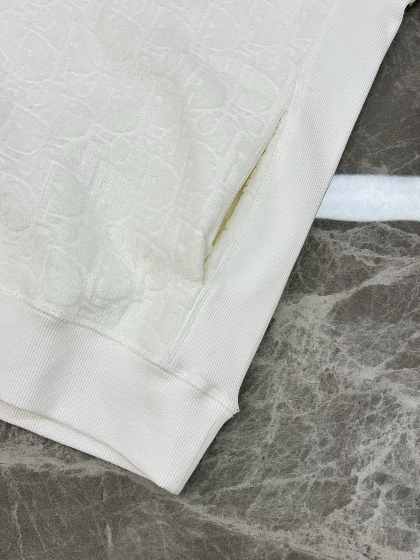 Dior White Towel Jacquard Hoodie, Unisex, Drawstring, OS Fit 6 i1760341727060 5808 0 4