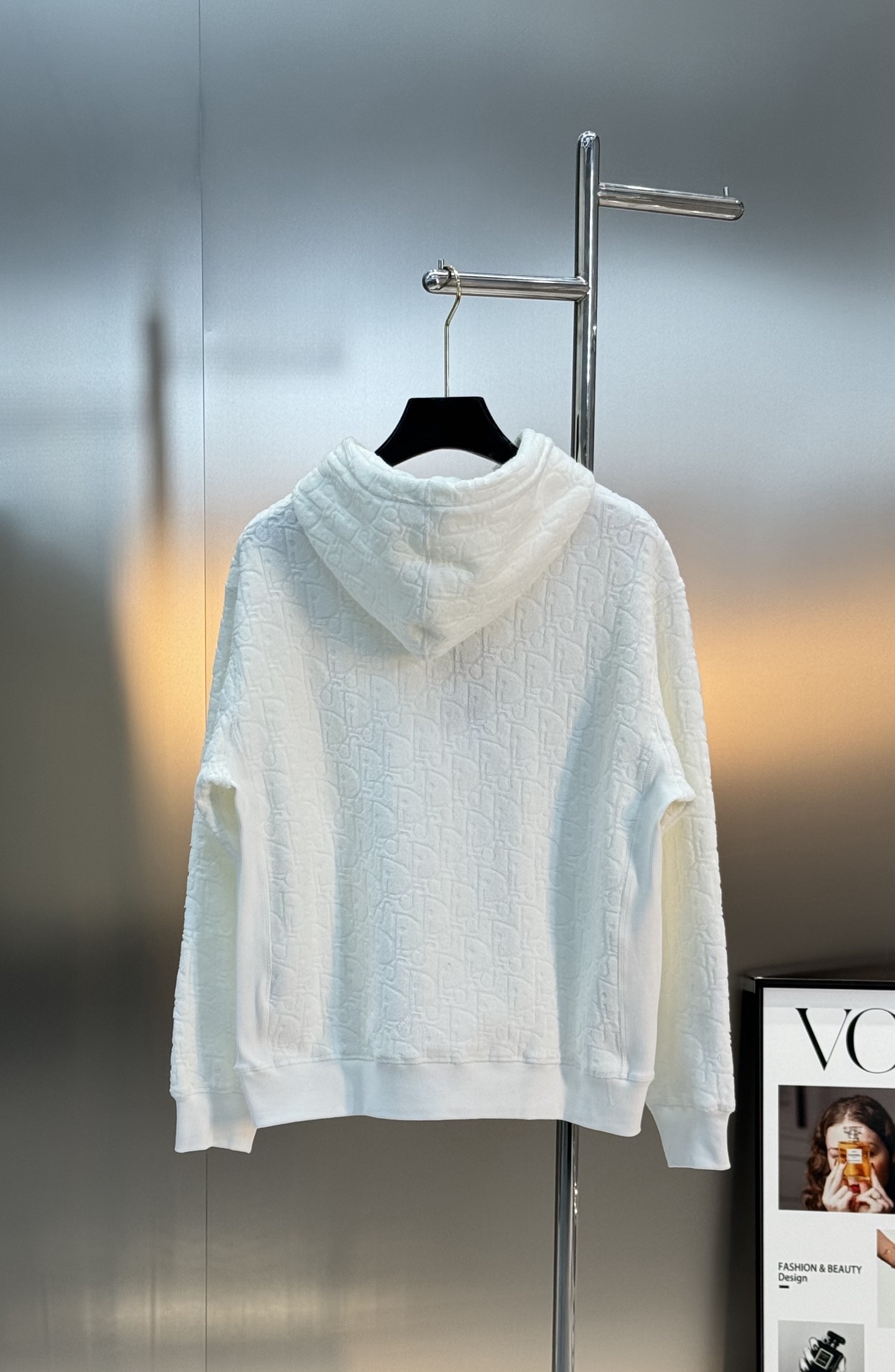 Dior White Towel Jacquard Hoodie, Unisex, Drawstring, OS Fit 9 i1760341727083 4264 0 7