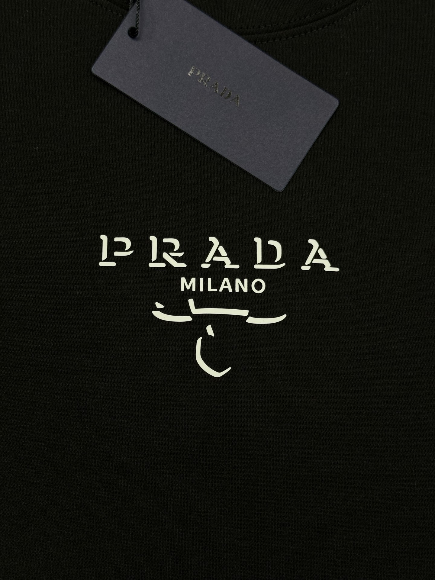 Prada普拉达25s新款Logo印花T恤，选用高品质300g莫代尔棉材质.柔软舒适，适合日常穿着。简约