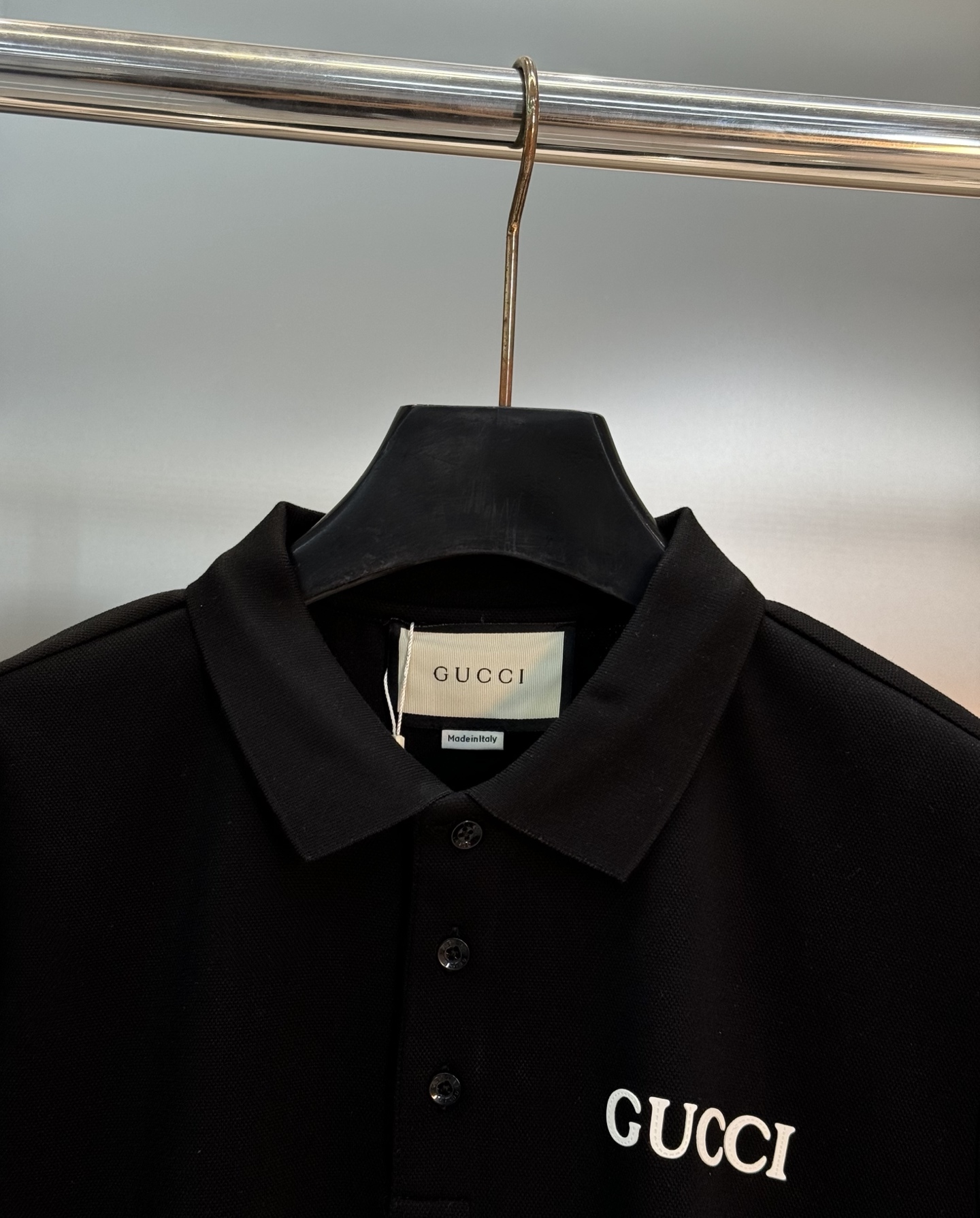 Gucci古奇2025s新款推荐长袖Polo杉.基础款推荐.商务休闲随意搭配.胸前经典字母烫画POLO衫