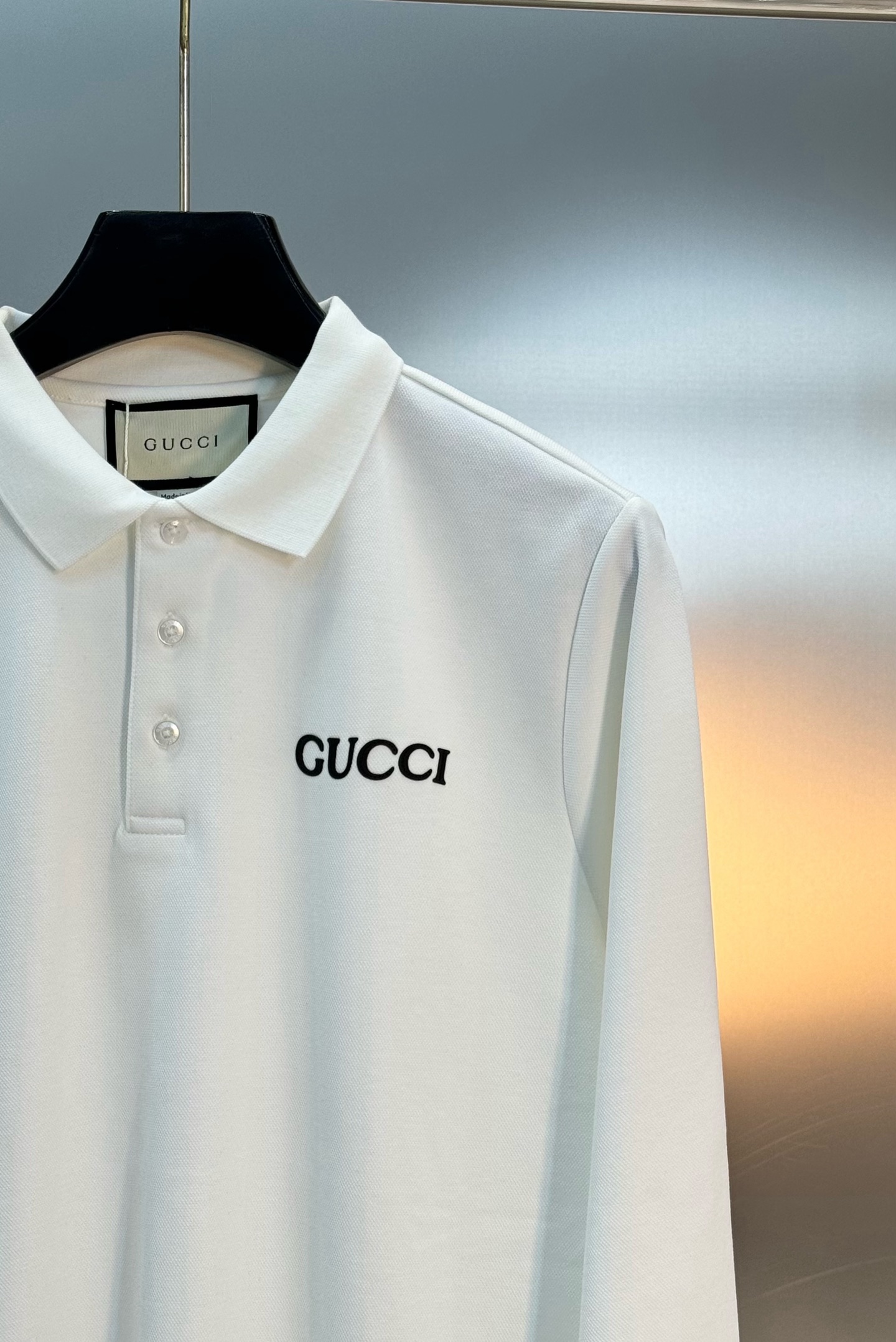 Gucci古奇2025s新款推荐长袖Polo杉.基础款推荐.商务休闲随意搭配.胸前经典字母烫画POLO衫