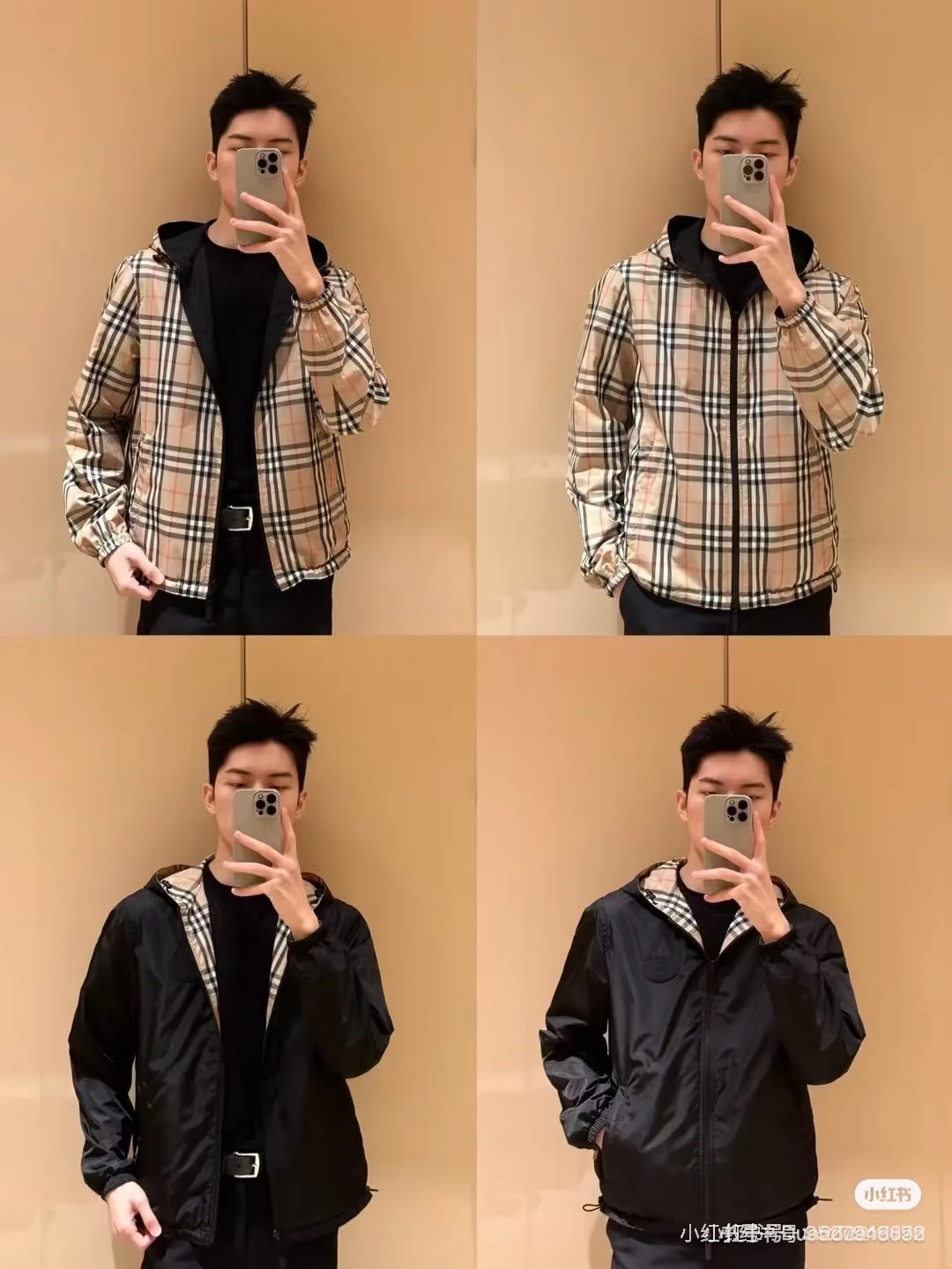 BBR巴宝莉25s新品.格纹双面穿连帽外套.定织定染格子面料，经典B家格子造型呈现.双面穿胸口基础款品牌