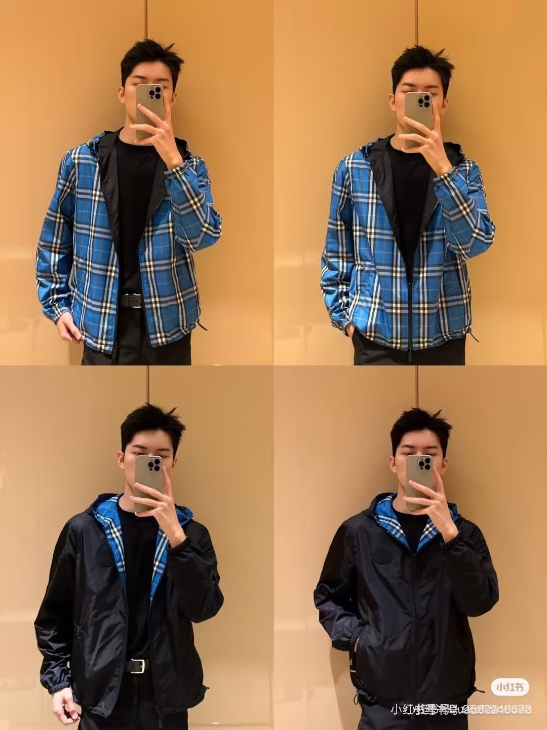 BBR巴宝莉25s新品.格纹双面穿连帽外套.定织定染格子面料，经典B家格子造型呈现.双面穿胸口基础款品牌