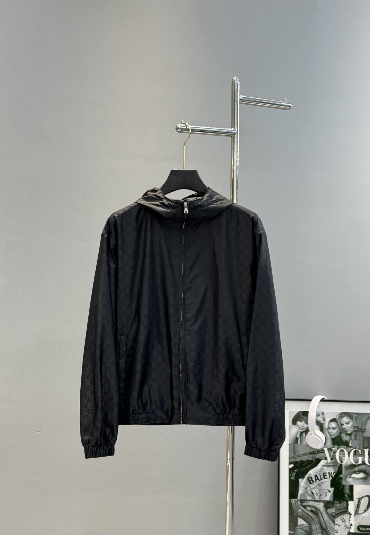 GUCCI古奇25FW外套原版夹克.连帽设计.满身数码GG花型.定制五金配件自带收纳限量款，面料油润，满