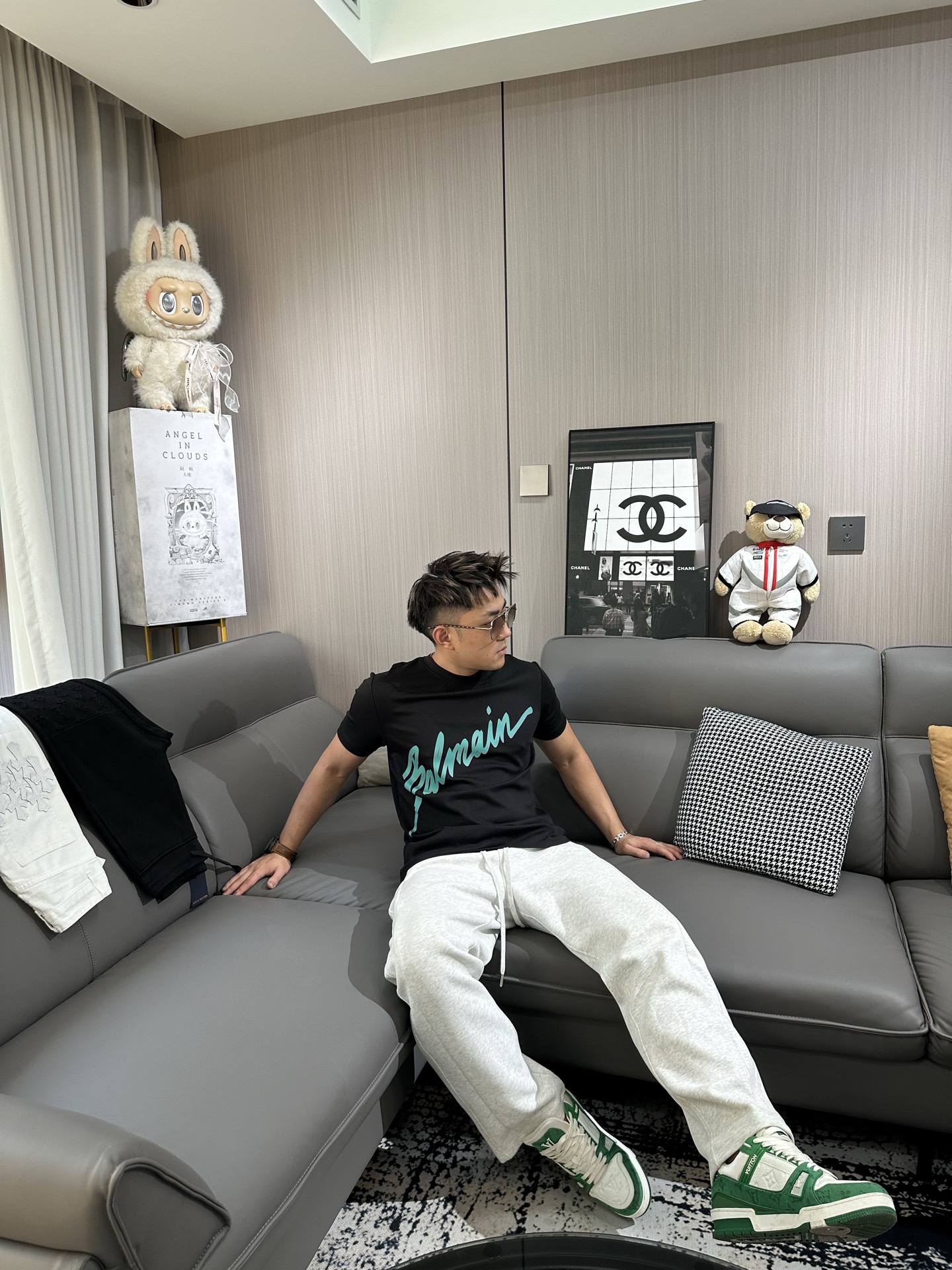 BALMAIN*巴尔曼新款莫代尔T恤.基础款的领军人物.胸口经典字母大图形3D立体烫画！绿色呈现高温定型