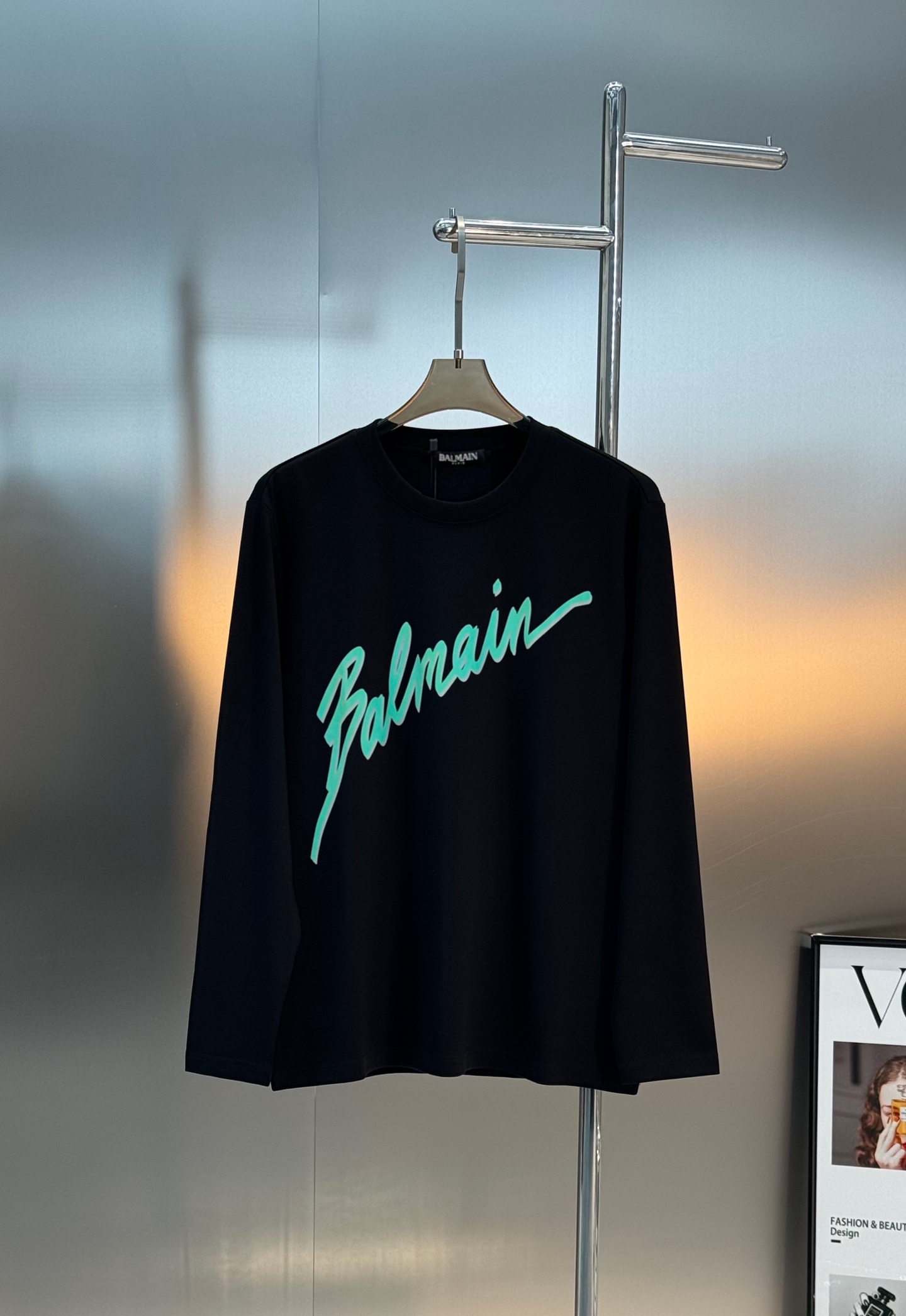 BALMAIN*巴尔曼25s新款莫代尔长袖T恤❤️基础款的领军人物.胸口经典字母大图形3D立体烫画！绿色