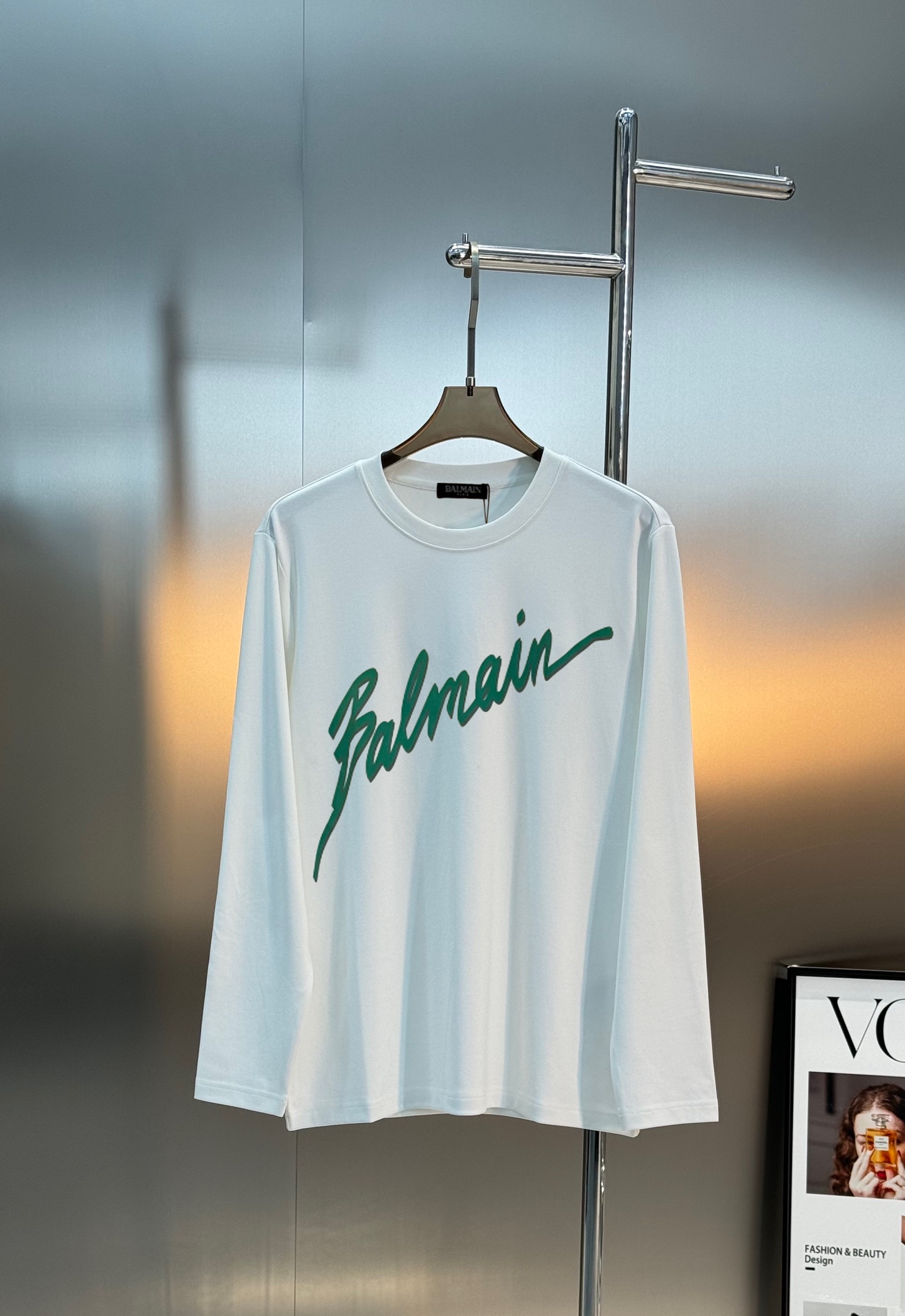 BALMAIN*巴尔曼25s新款莫代尔长袖T恤❤️基础款的领军人物.胸口经典字母大图形3D立体烫画！绿色