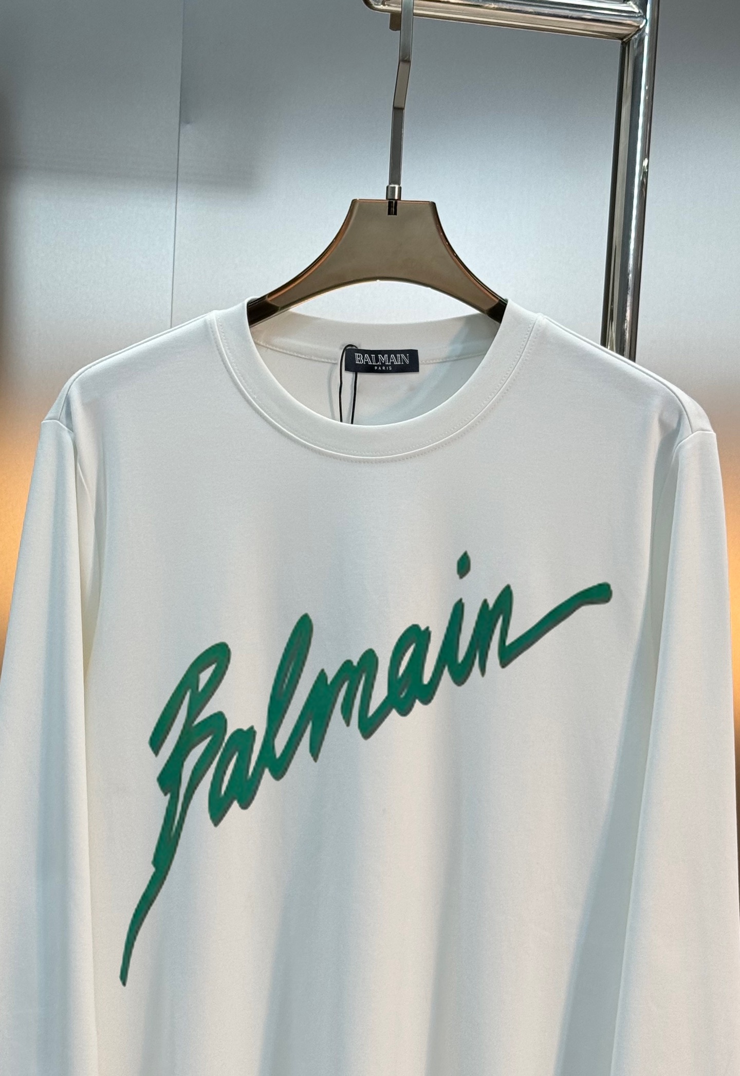 BALMAIN*巴尔曼25s新款莫代尔长袖T恤❤️基础款的领军人物.胸口经典字母大图形3D立体烫画！绿色