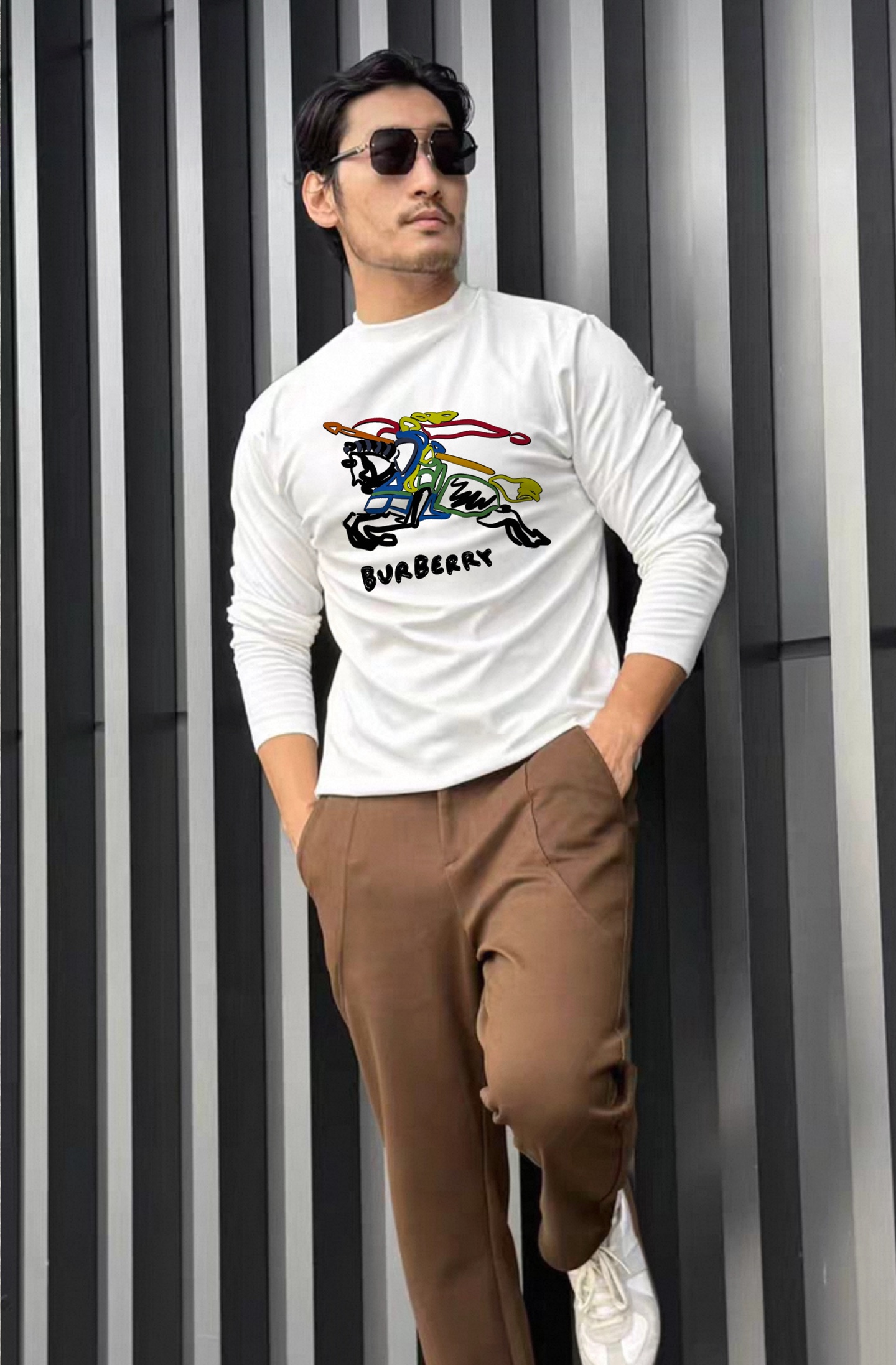 BBR*巴宝莉25s新款莫代尔长袖T恤❤️重工绣花款推荐～焕新升级百搭基础款，贸易公司出品！！甄选优质有