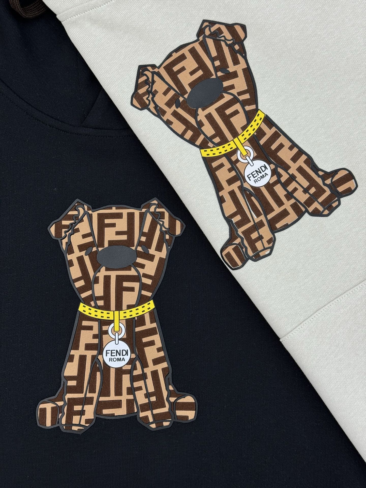 Fendi芬迪25s新款小狗提花连帽卫衣，灵感来自创意总监Silvia Venturini Fendi的