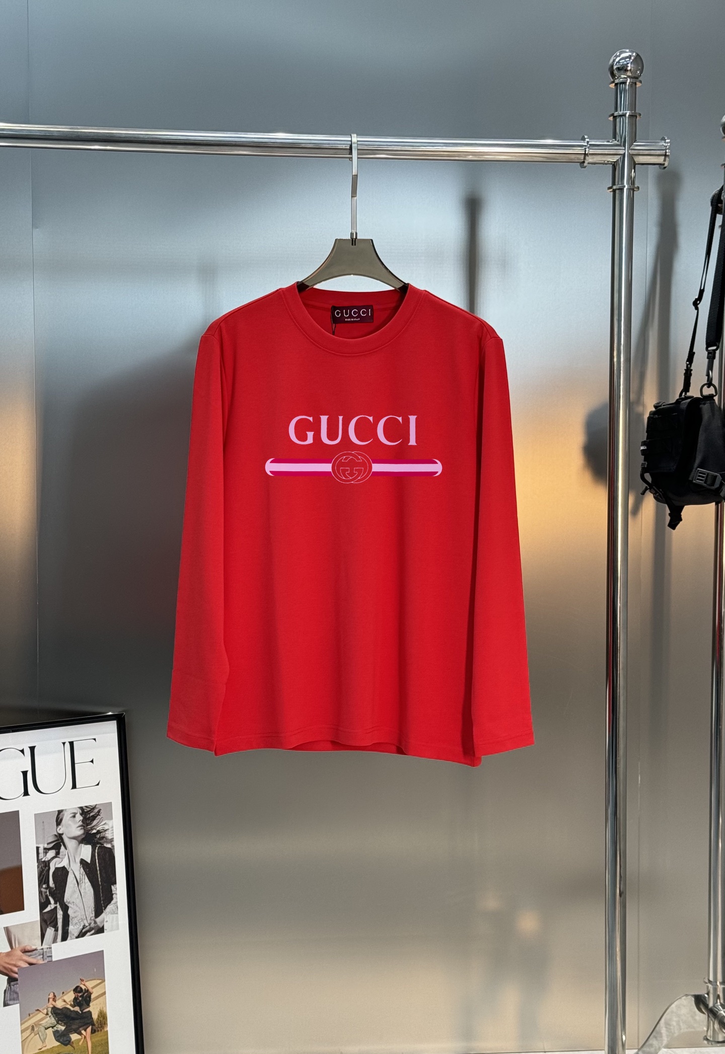 GUCC*古-齐25s新品莫代尔长袖T恤.非常趣味的即视感！！！胸前经典多彩徽标费时费工，撞色烫画工艺.