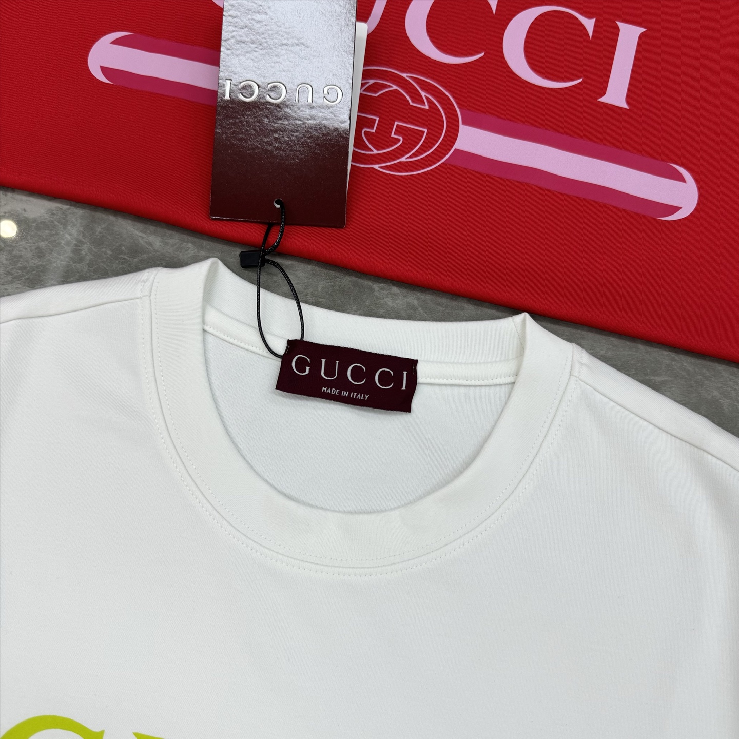 GUCC*古-齐25s新品莫代尔长袖T恤.非常趣味的即视感！！！胸前经典多彩徽标费时费工，撞色烫画工艺.