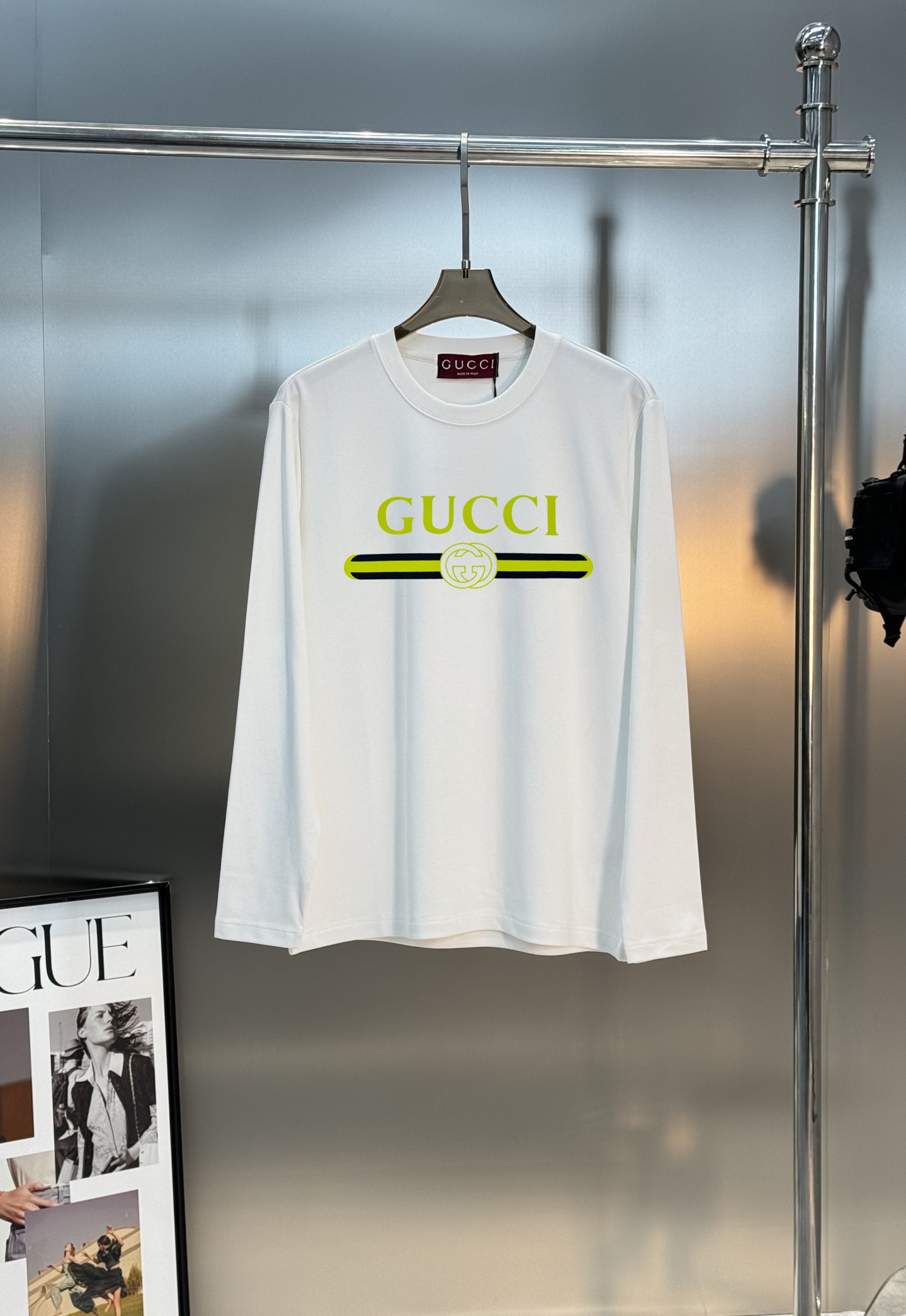 GUCC*古-齐25s新品莫代尔长袖T恤.非常趣味的即视感！！！胸前经典多彩徽标费时费工，撞色烫画工艺.