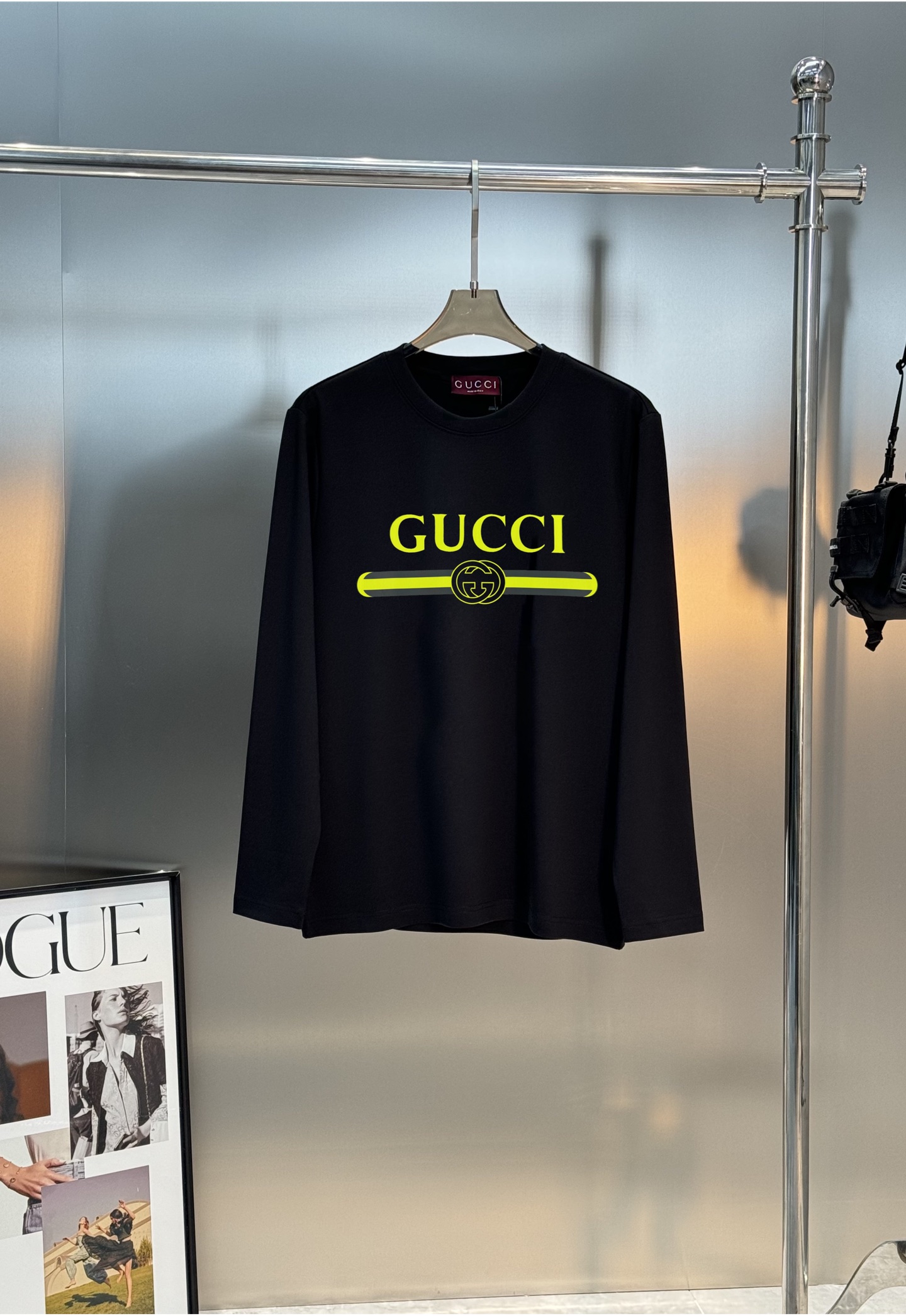 GUCC*古-齐25s新品莫代尔长袖T恤.非常趣味的即视感！！！胸前经典多彩徽标费时费工，撞色烫画工艺.